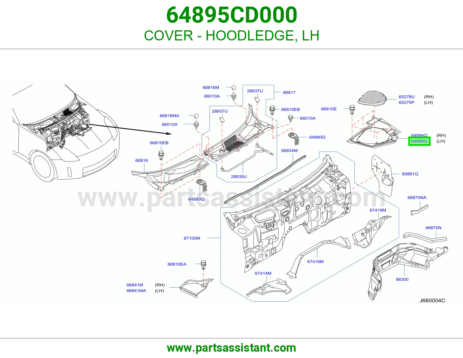 غطاء حافة حوض كبوت يسار 64895CD000