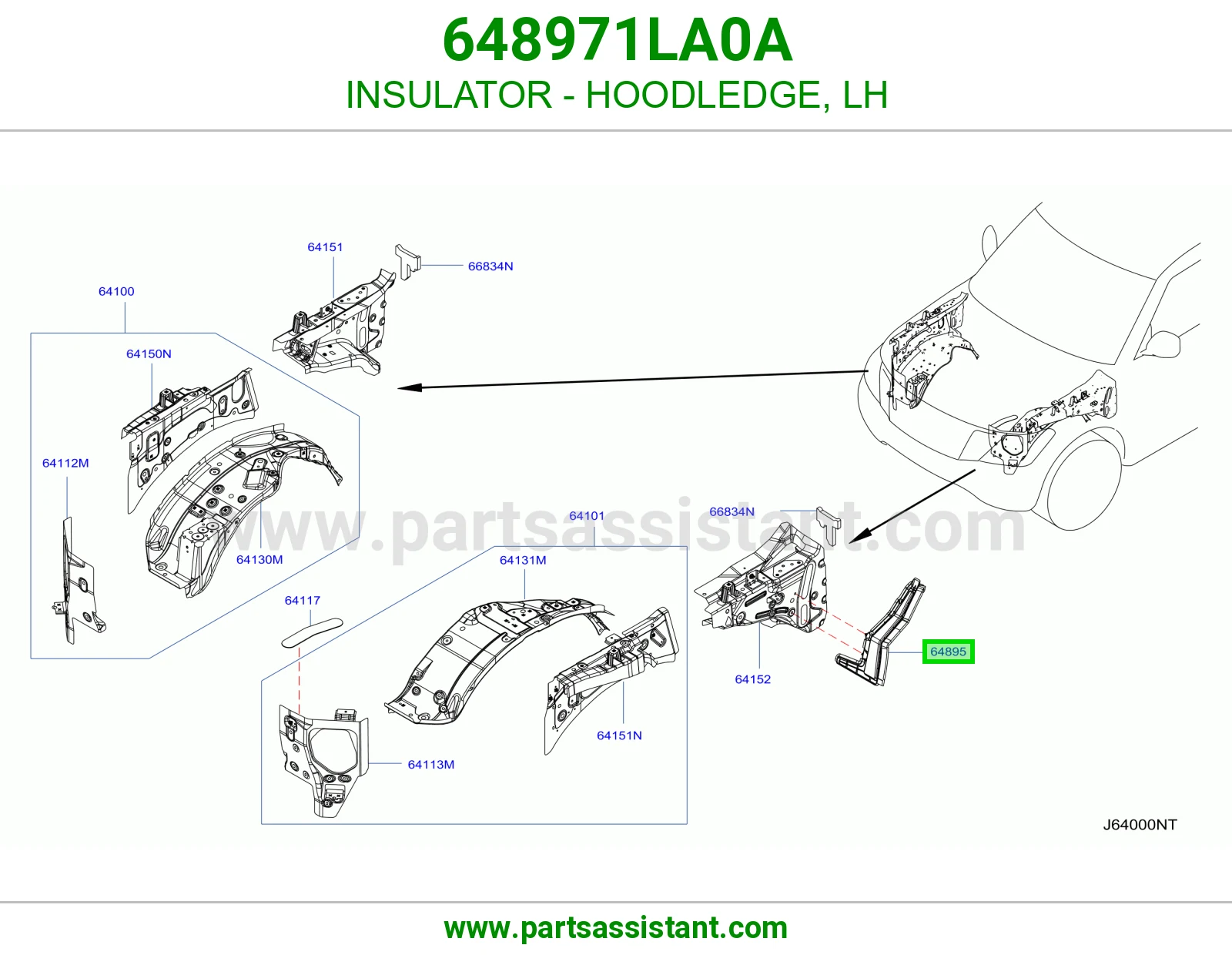 عازل حافة حوض كبوت يسار 648971LA0A