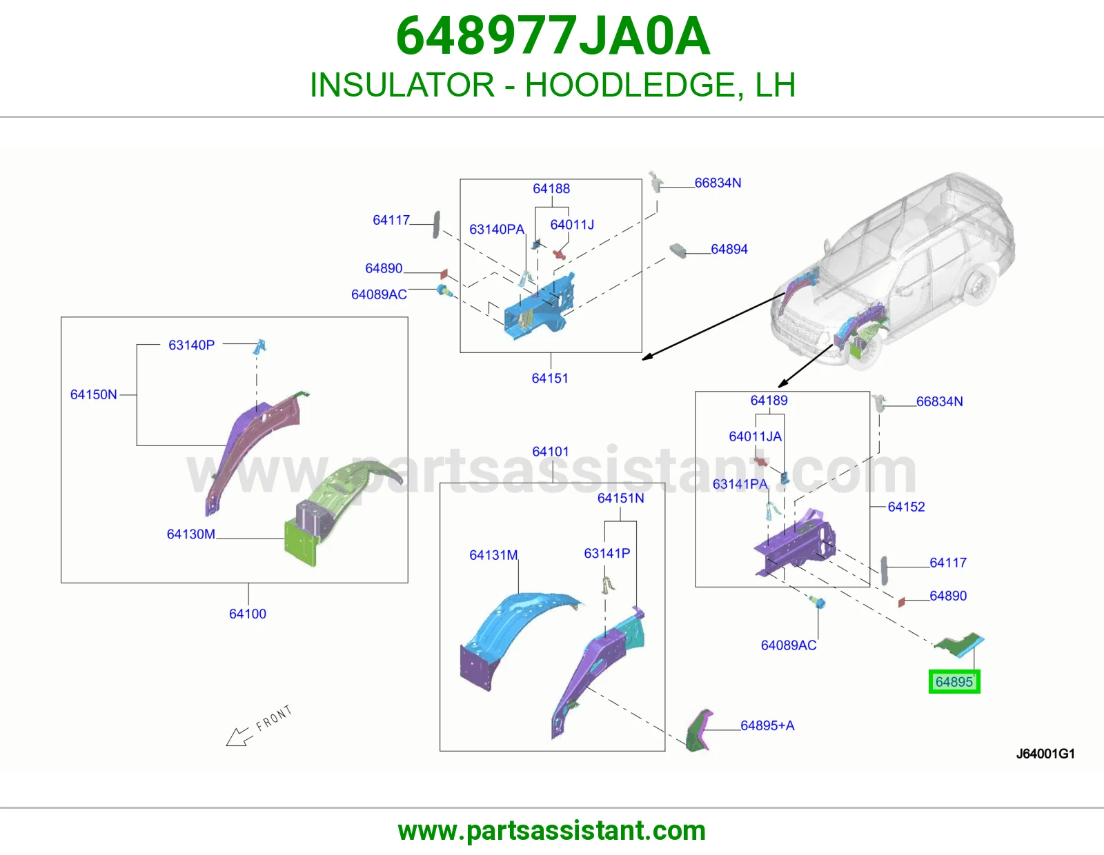عازل حافة حوض كبوت يسار 648977JA0A