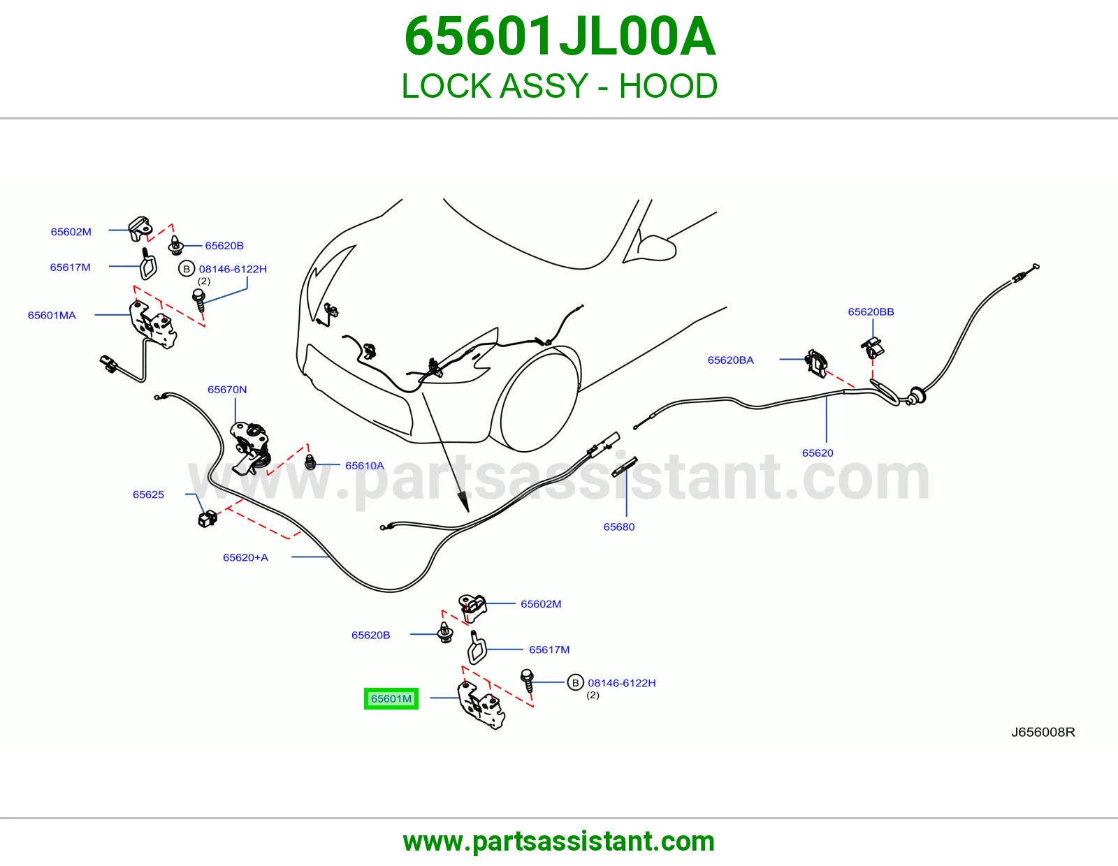 قفل كبوت كامل 65601JL00A