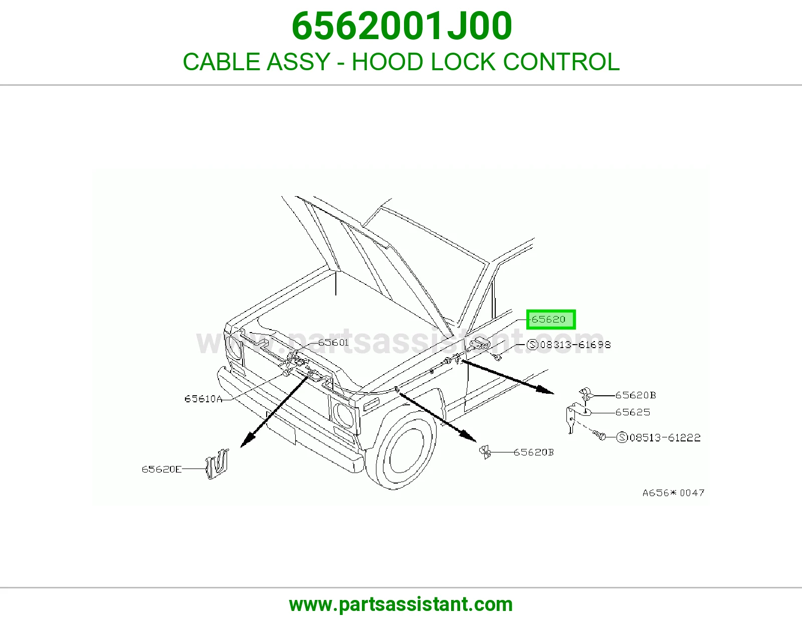 CABLE ASSY - HOOD LOCK CONTROL 6562001J00