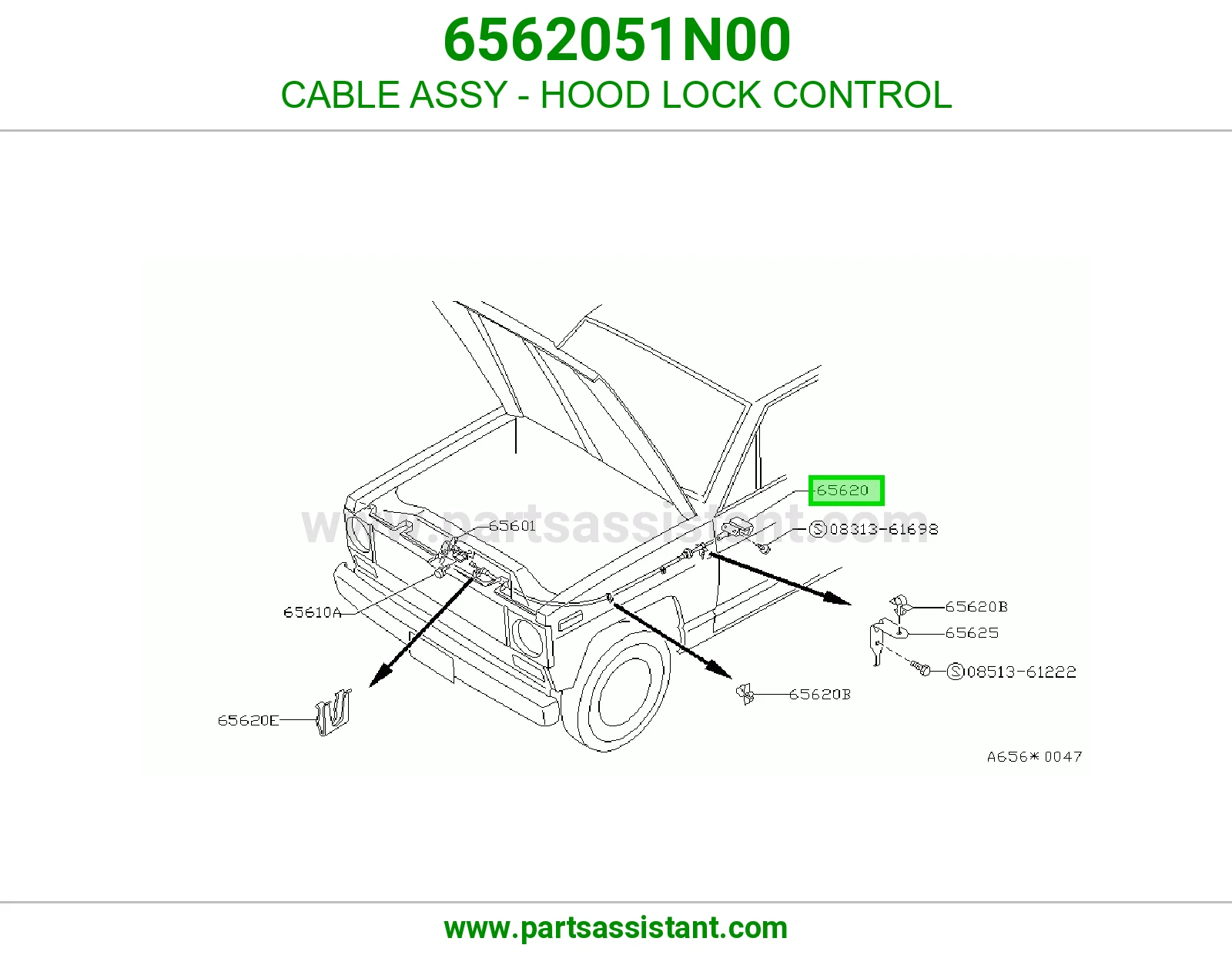 CABLE ASSY - HOOD LOCK CONTROL 6562051N00