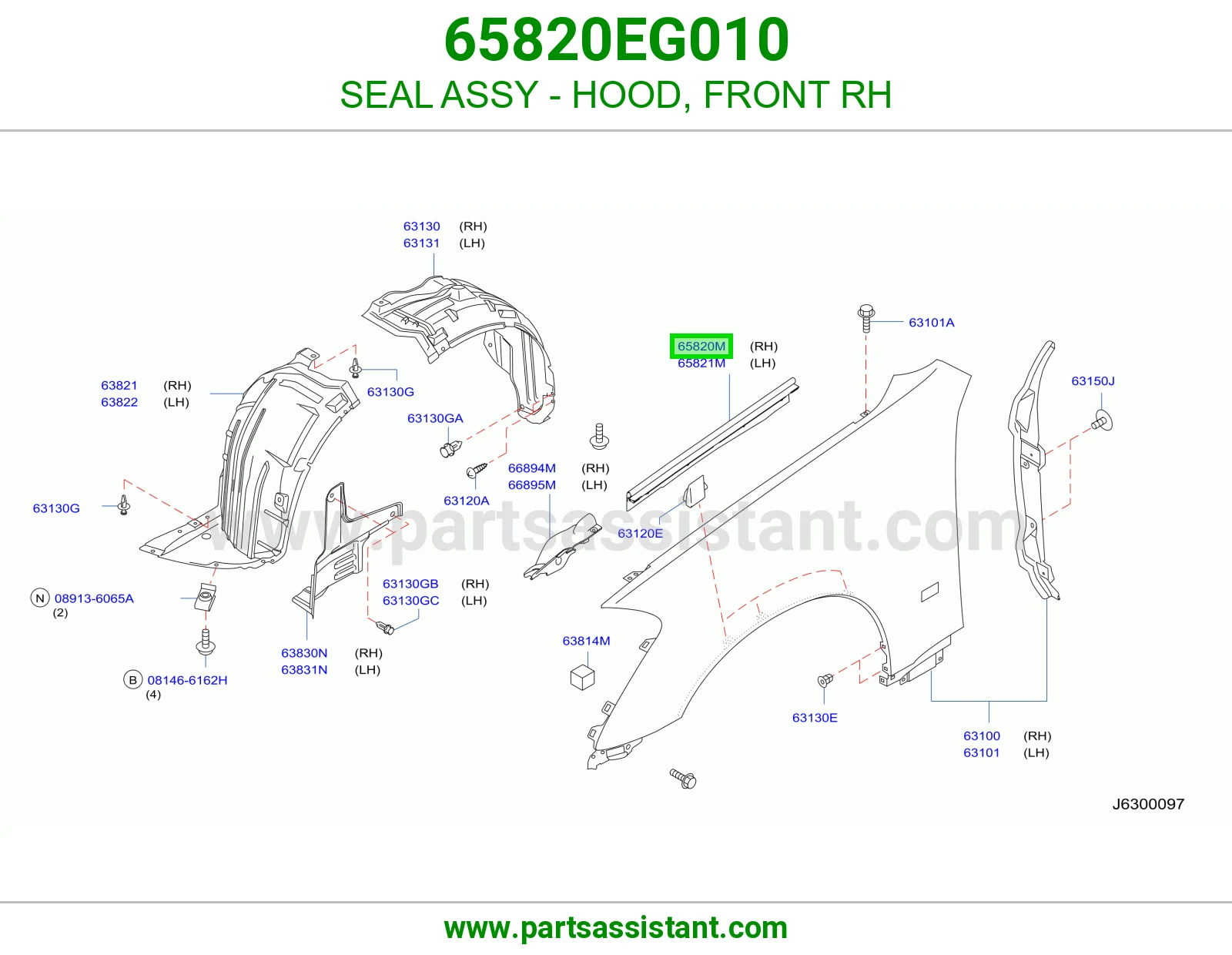 جلدة كبوت أمامي يمين كاملة 65820EG010