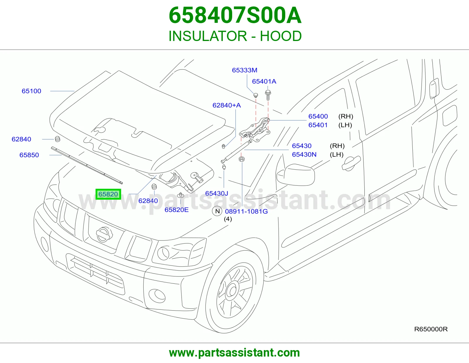 INSULATOR - HOOD 658407S00A