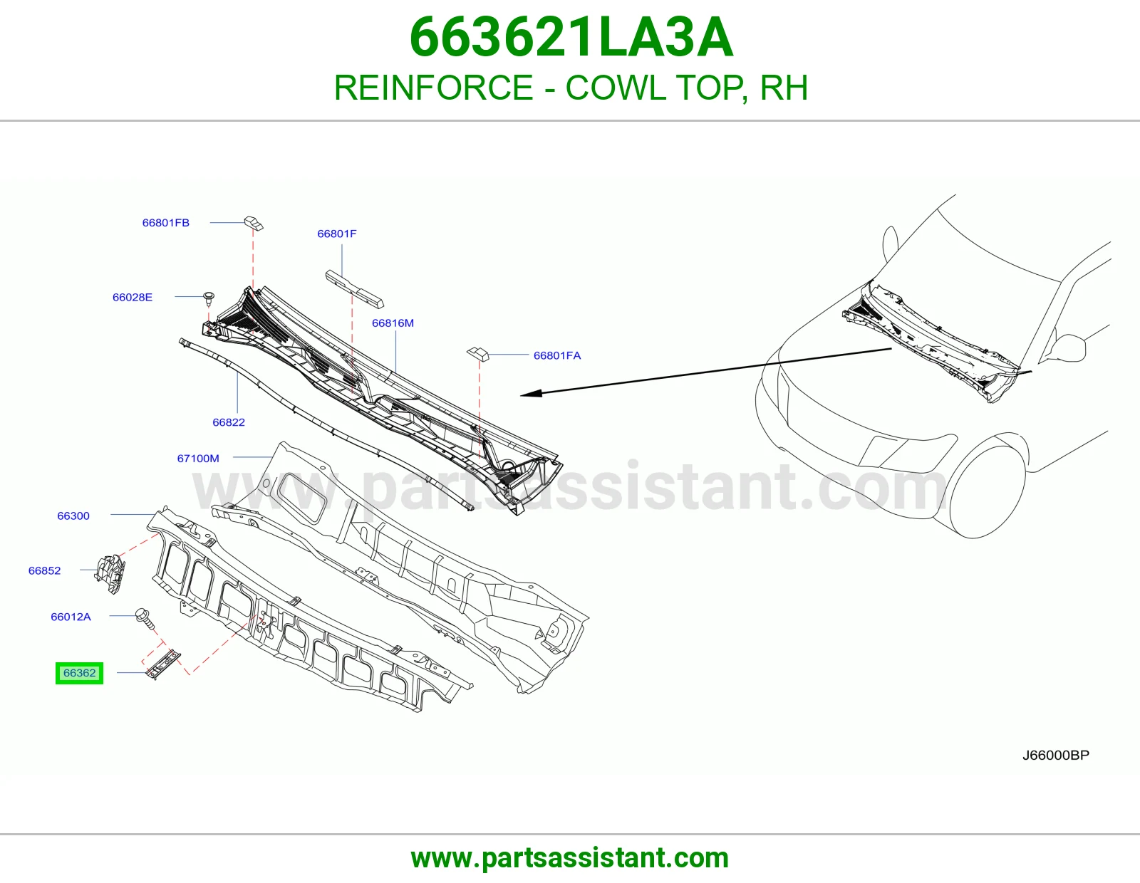 تقوية شبك مساحات يمين 663621LA3A