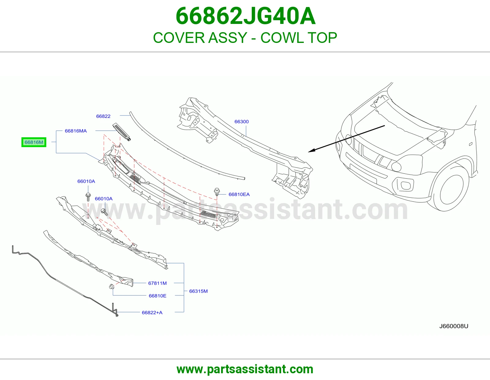 غطاء شبك مساحات كامل 66862JG40A