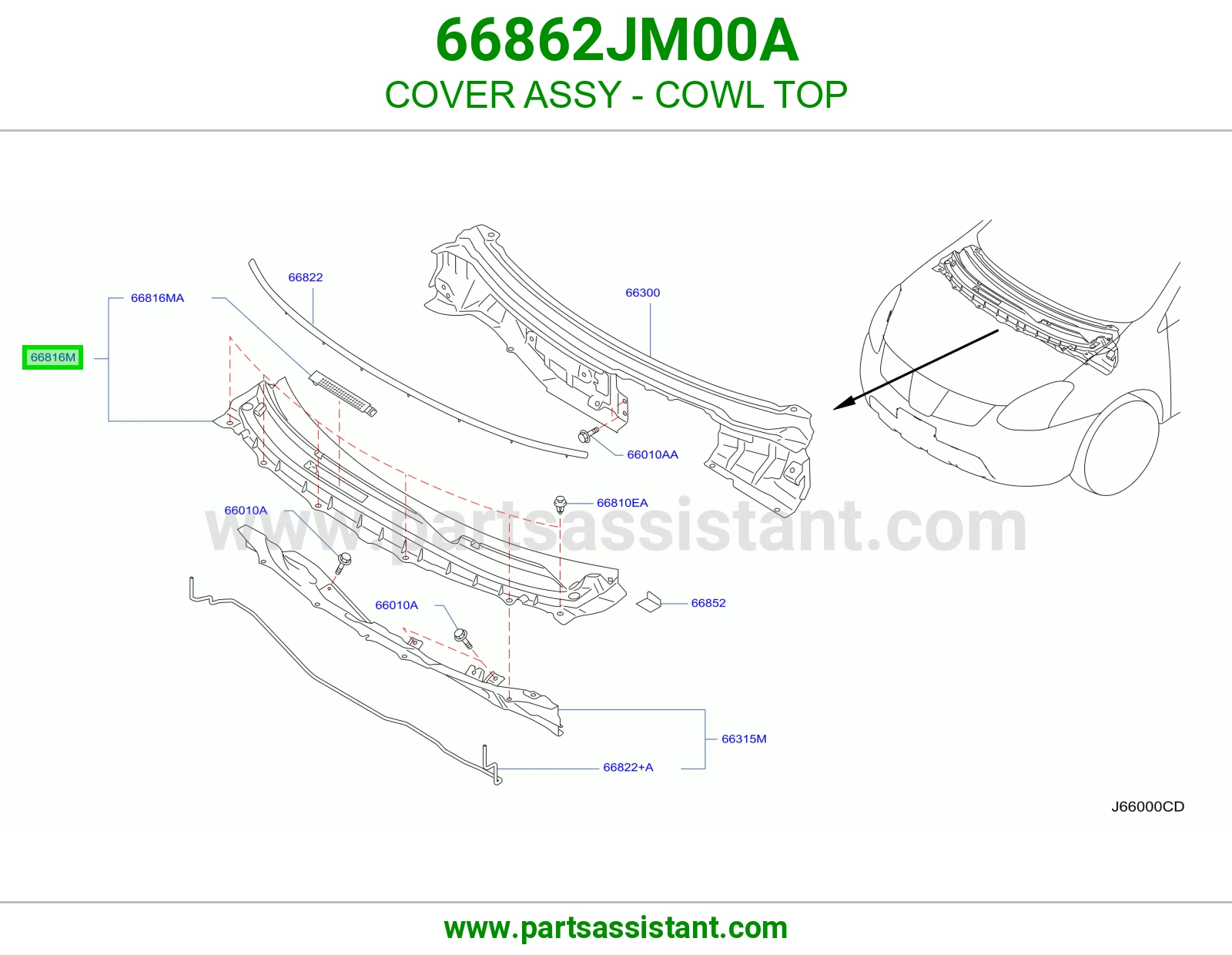 غطاء شبك مساحات كامل 66862JM00A