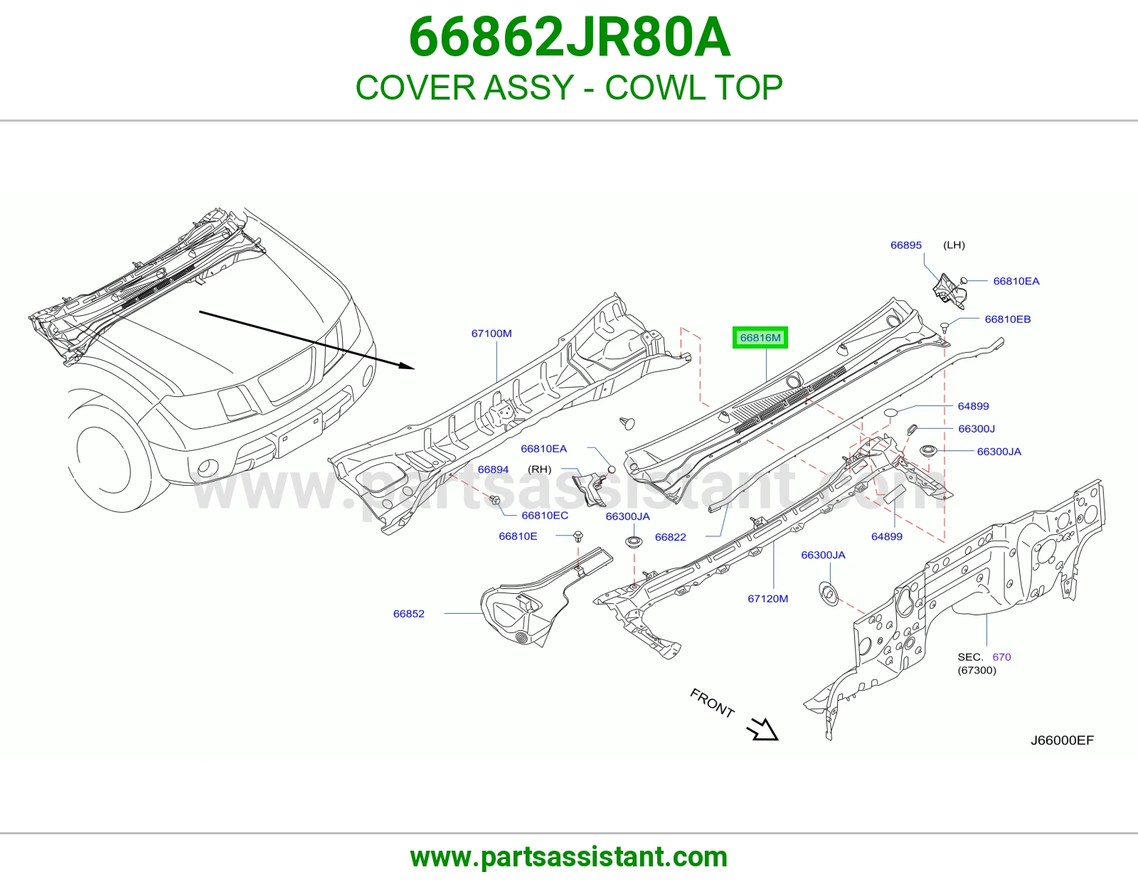 غطاء شبك مساحات كامل 66862JR80A