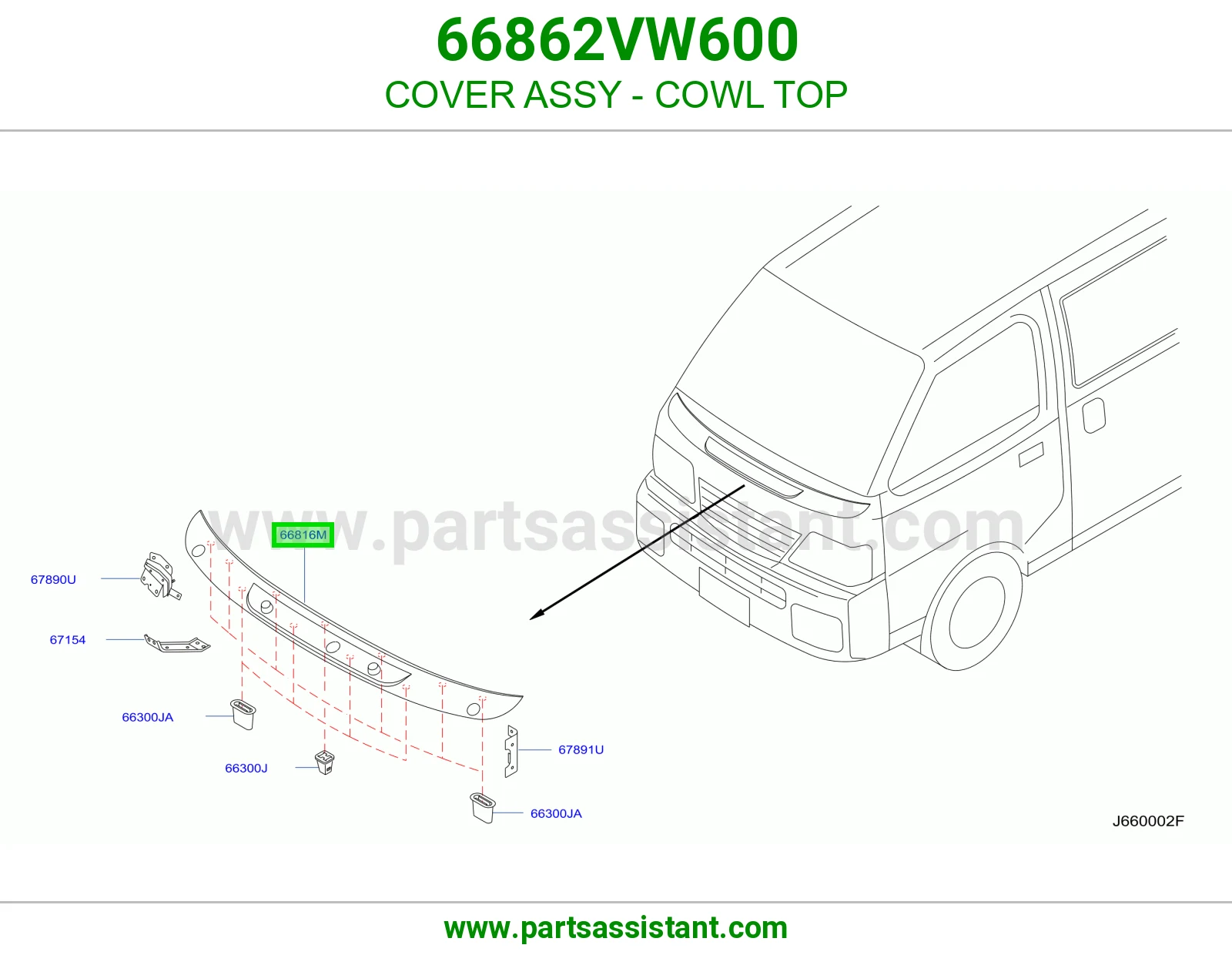 COVER ASSY - COWL TOP 66862VW600