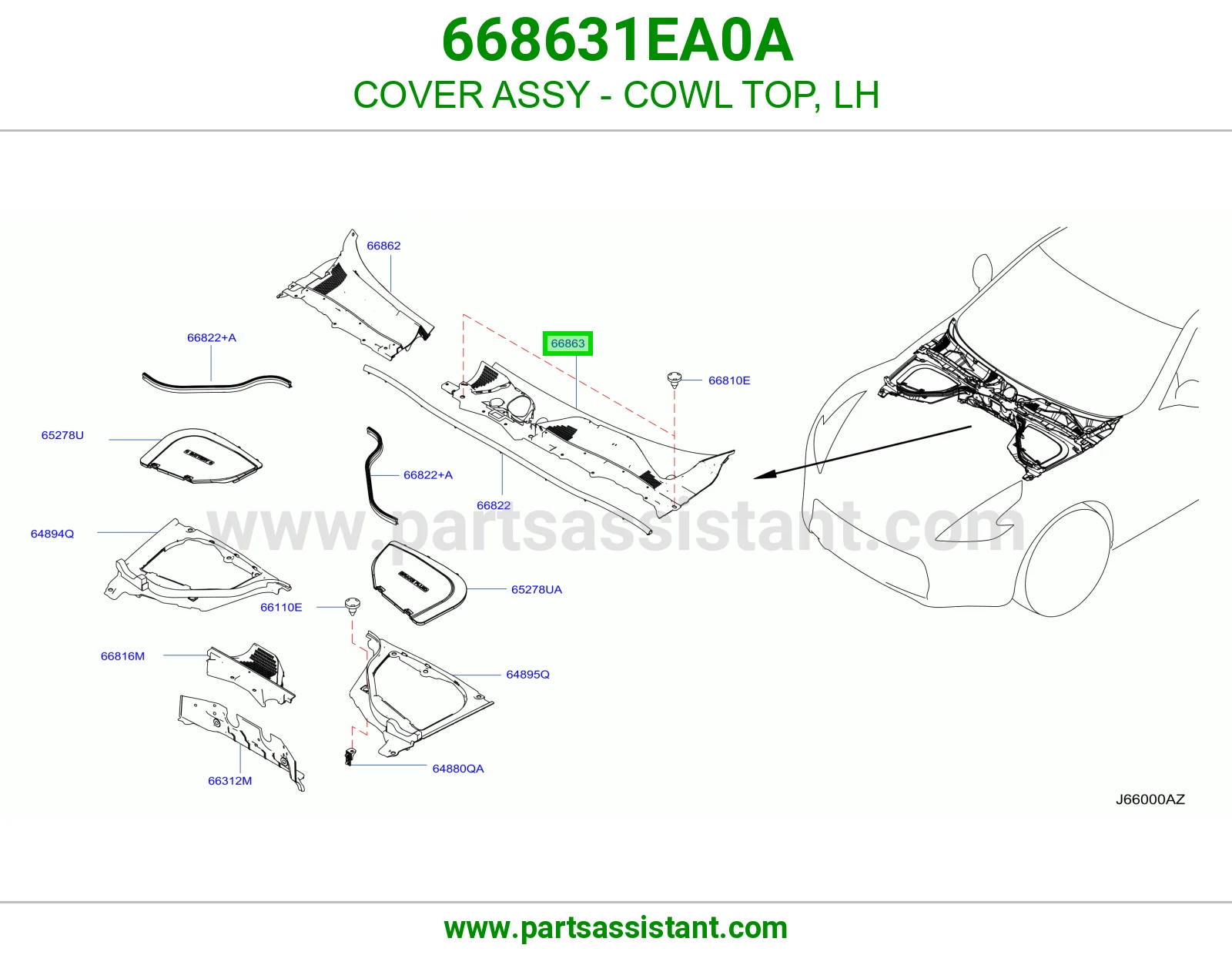غطاء شبك مساحات يسار كامل 668631EA0A