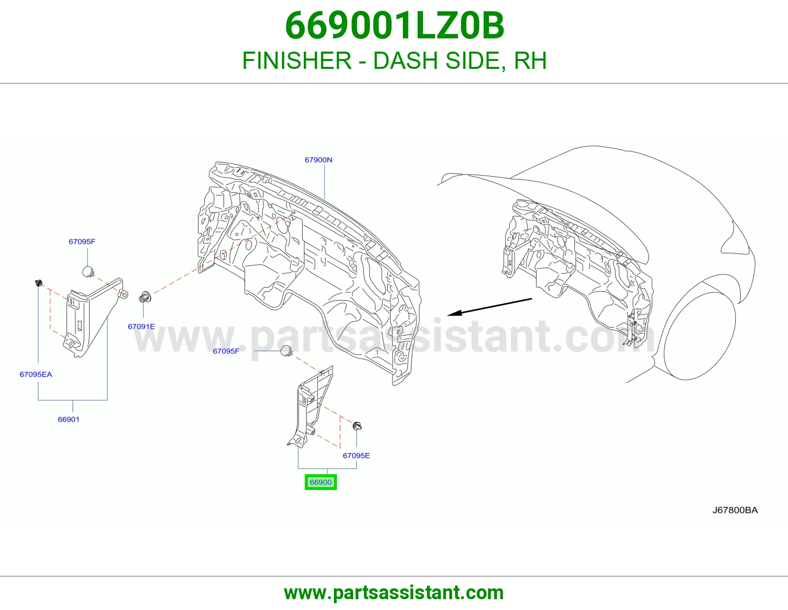 FINISHER - DASH SIDE, RH 669001LZ0B