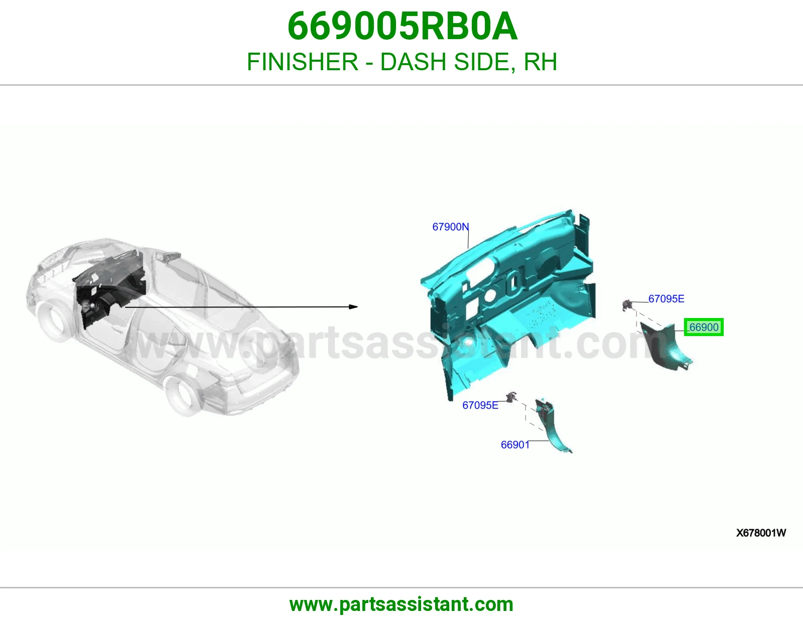 تلبيسة جانب طبلون يمين 669005RB0A