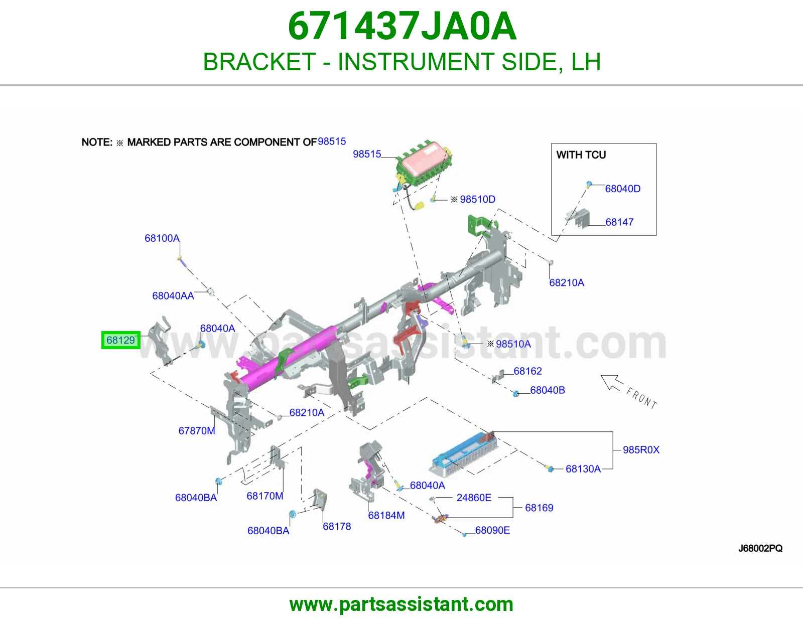 قاعدة جنب طبلون يسار 671437JA0A