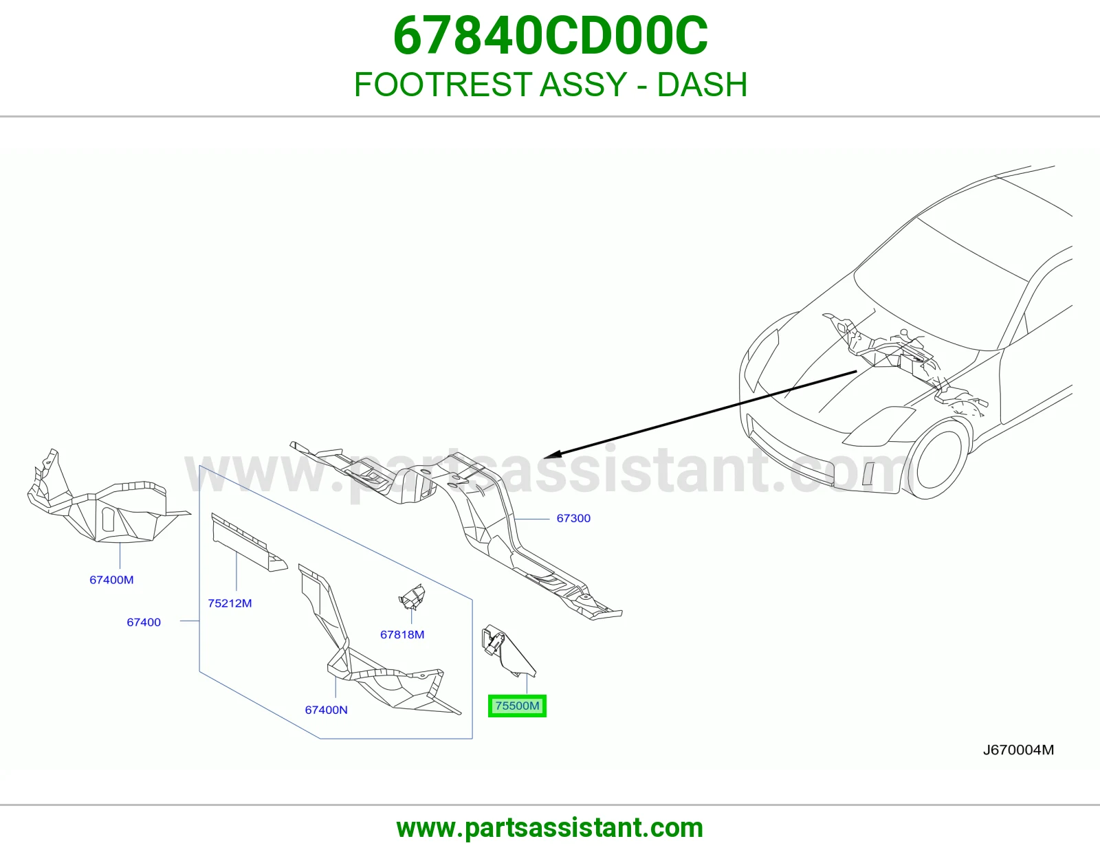 FOOTREST ASSY - DASH 67840CD00C