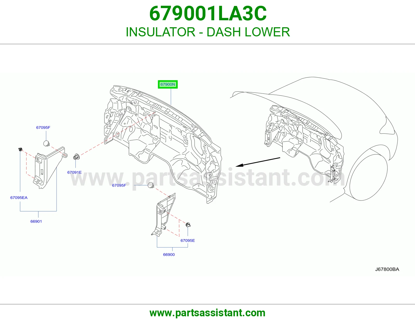 عازل جدار مكينة تحت 679001LA3C