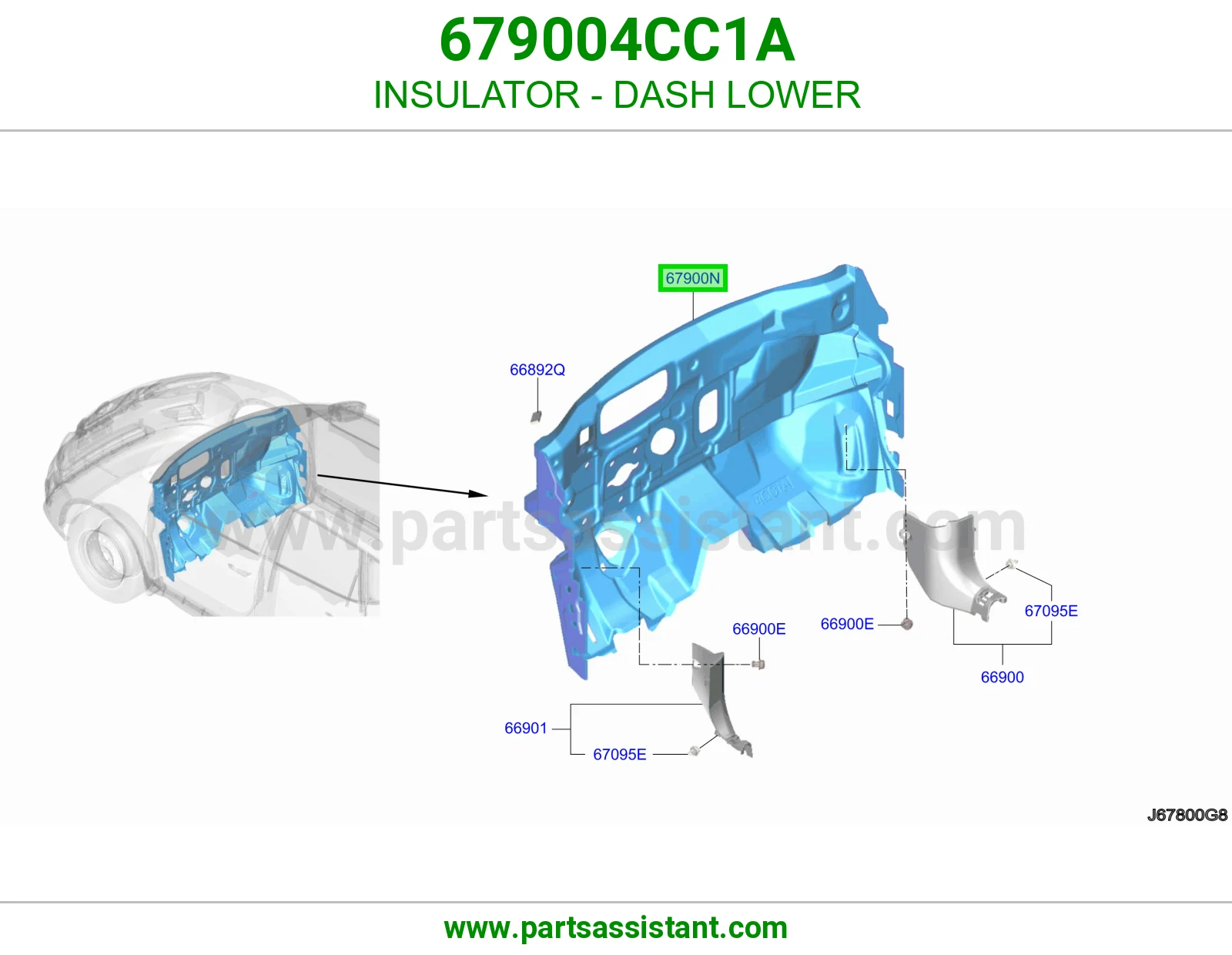 عازل جدار مكينة تحت 679004CC1A