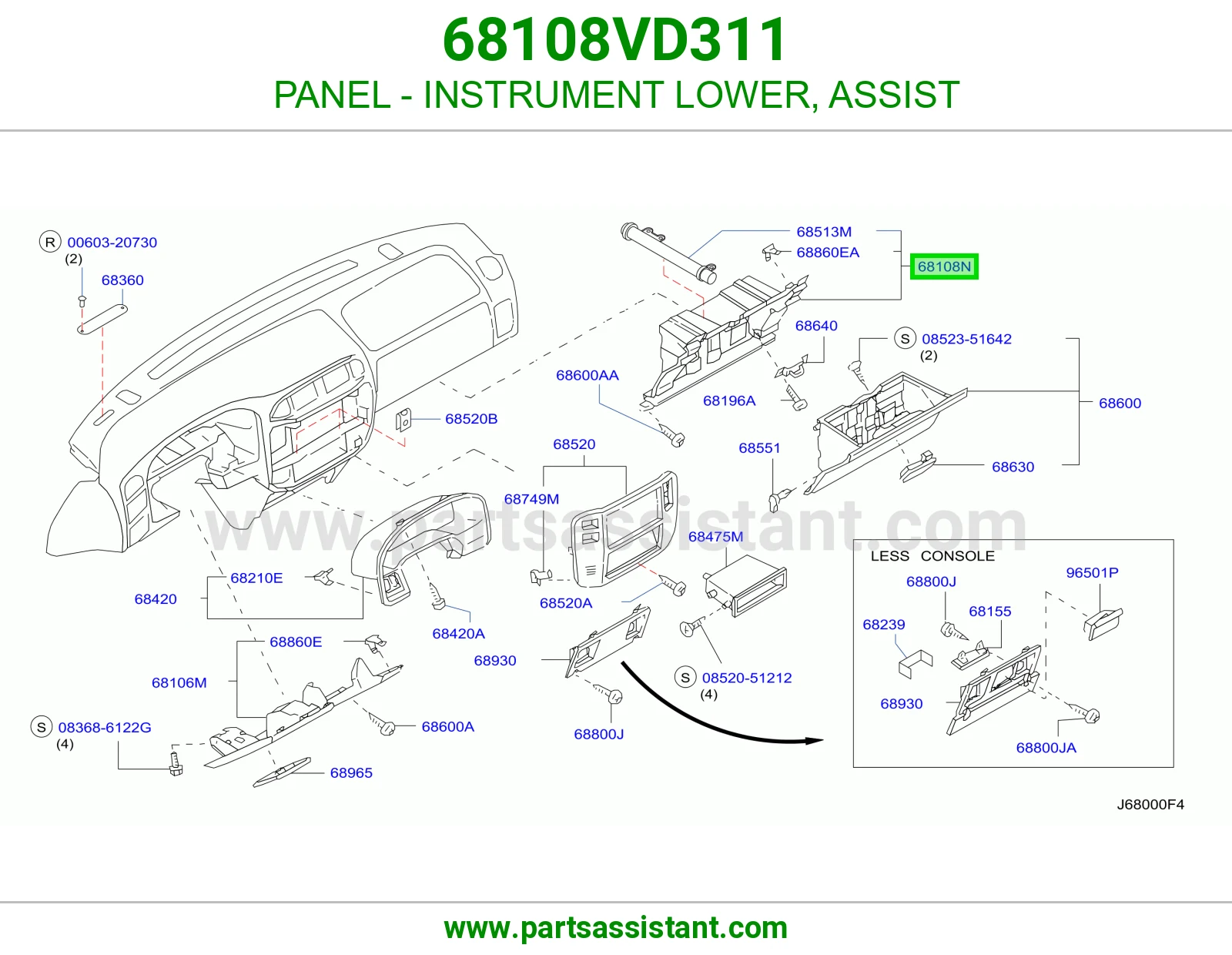 PANEL - INSTRUMENT LOWER, ASSIST 68108VD311