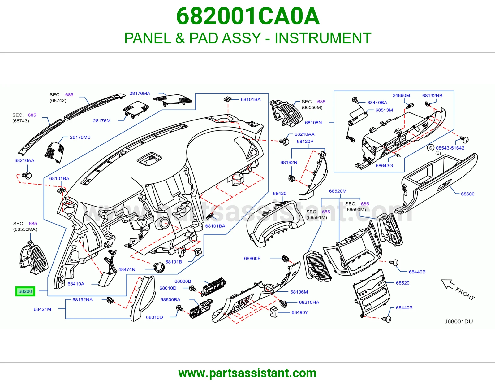 PANEL & PAD ASSY - INSTRUMENT 682001CA0A