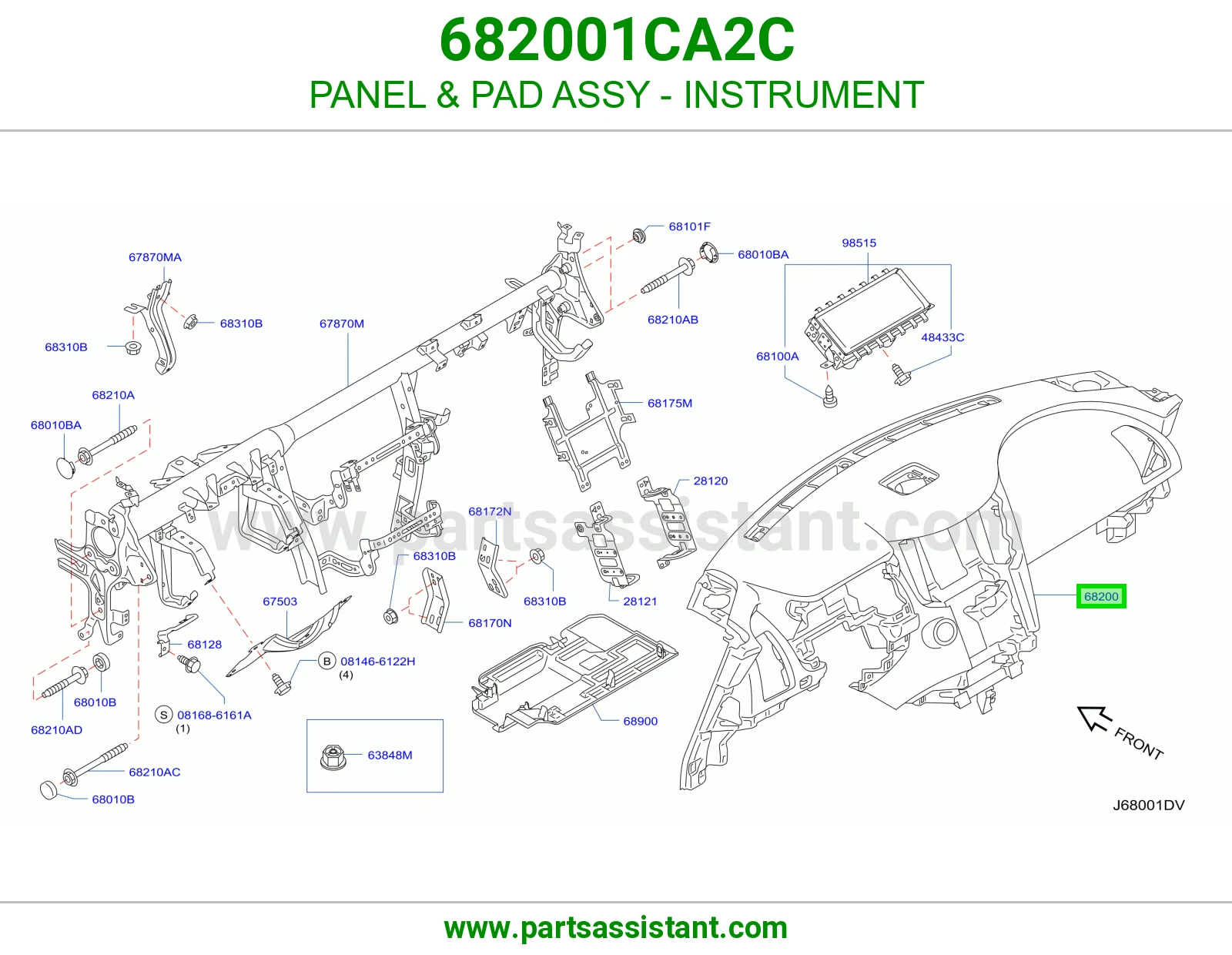 PANEL & PAD ASSY - INSTRUMENT 682001CA2C