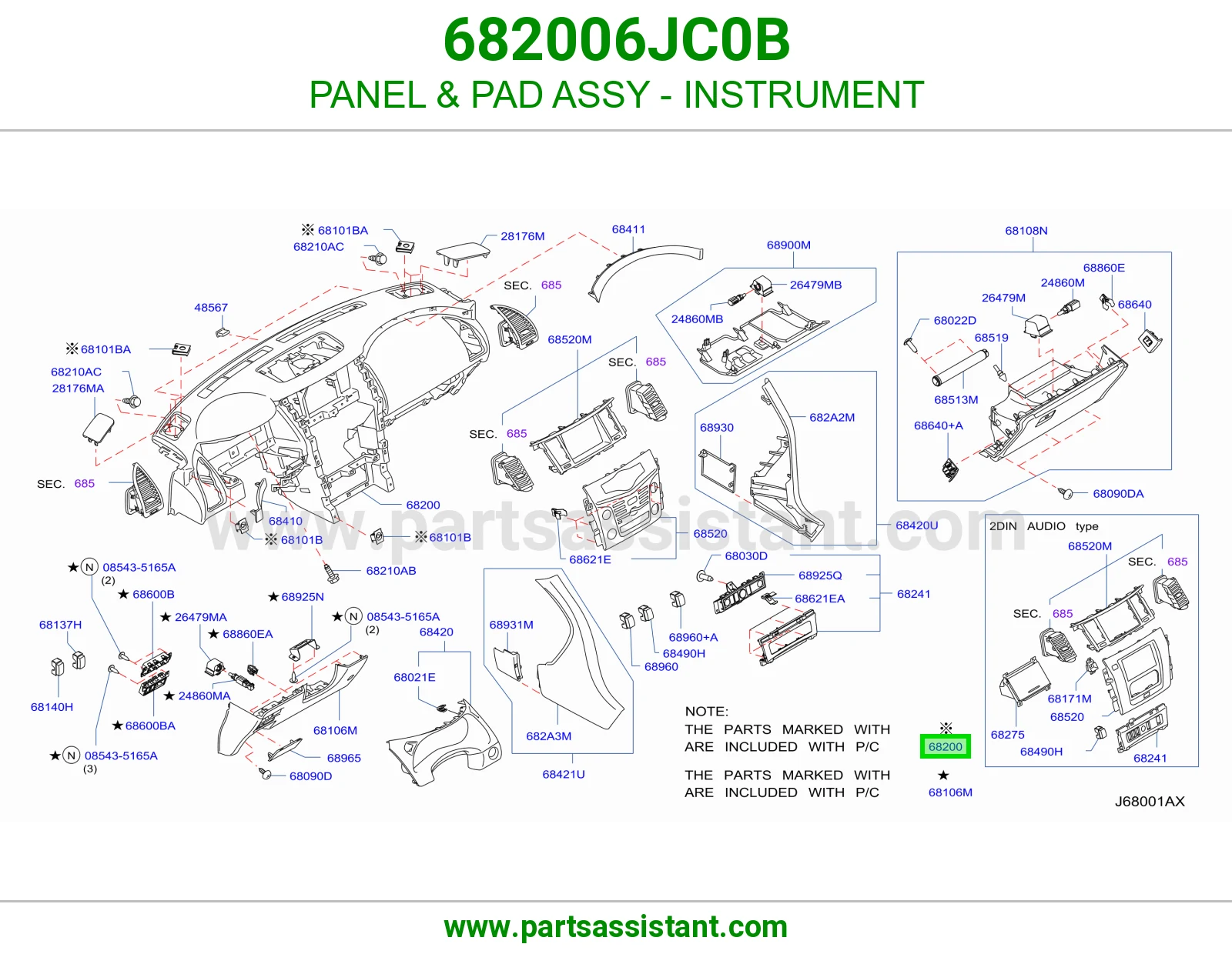 PANEL & PAD ASSY - INSTRUMENT 682006JC0B