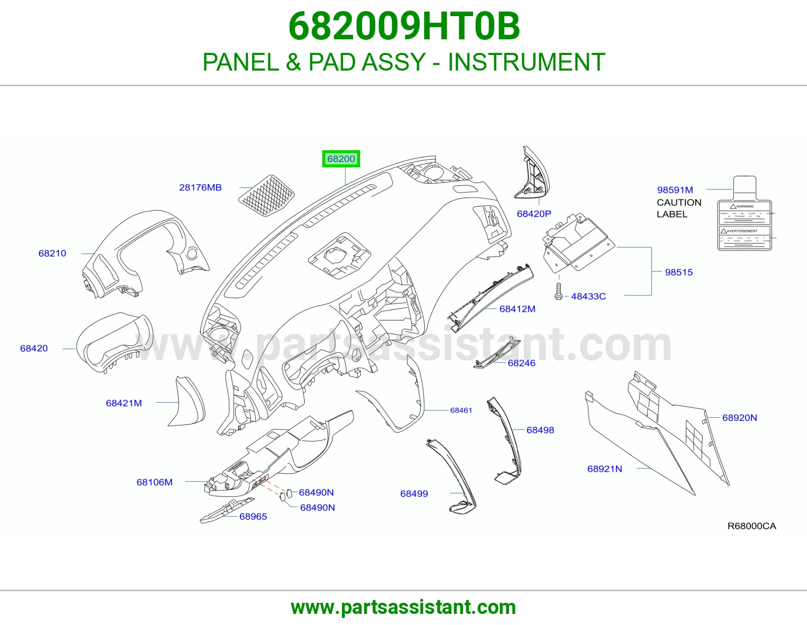 PANEL & PAD ASSY - INSTRUMENT 682009HT0B