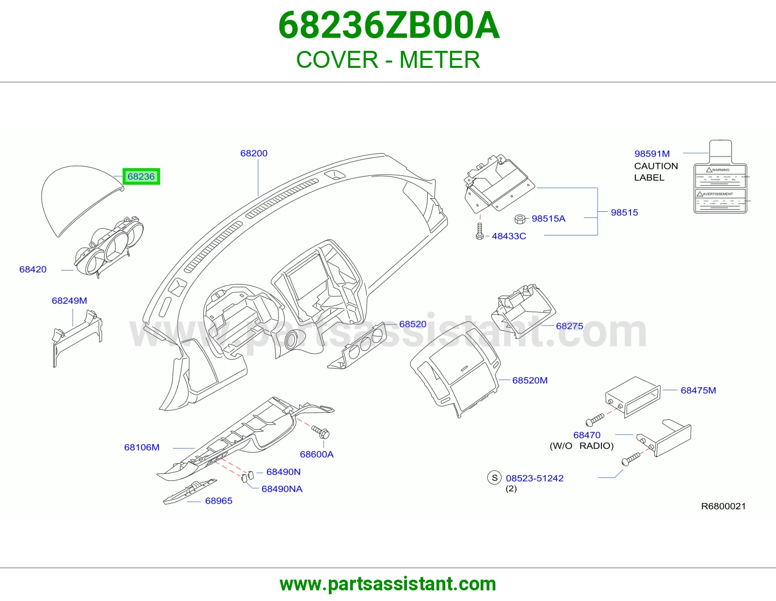 غطاء عداد 68236ZB00A