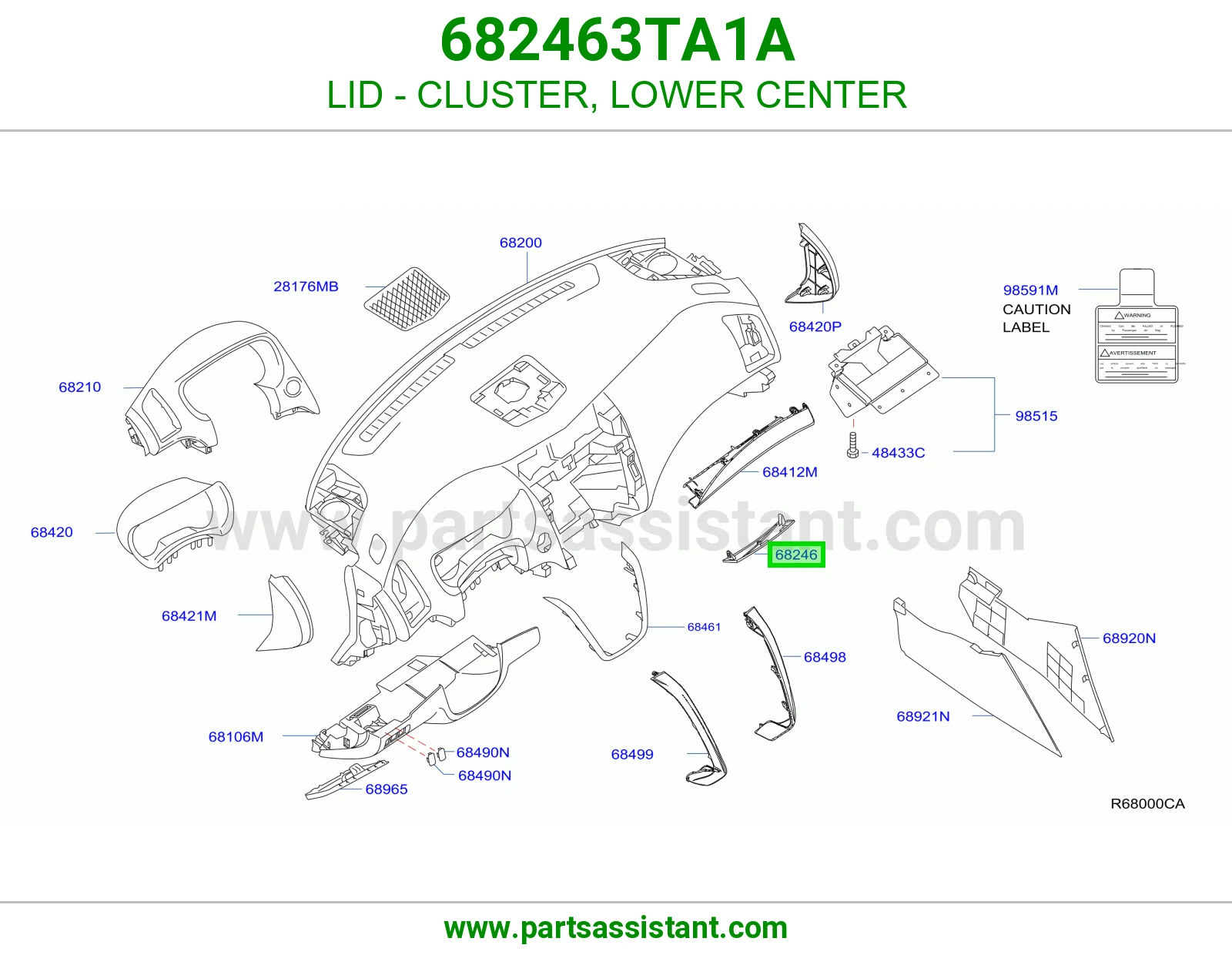 غطاء عداد تحت وسط 682463TA1A