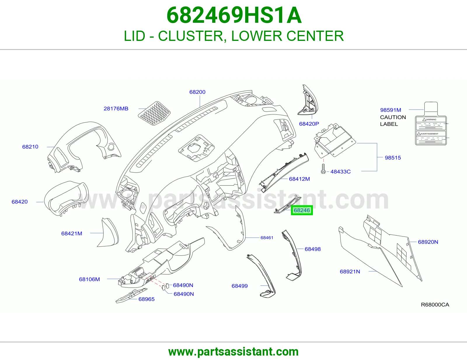 غطاء عداد تحت وسط 682469HS1A