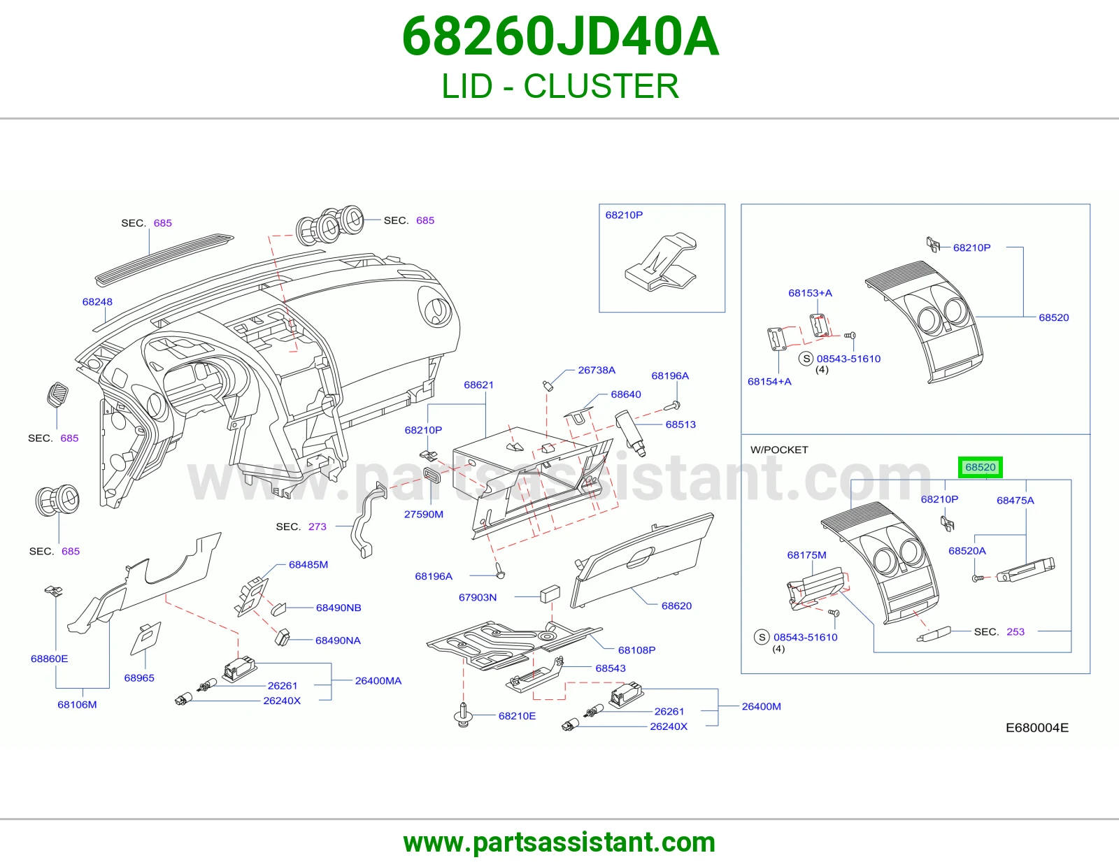 غطاء عداد 68260JD40A