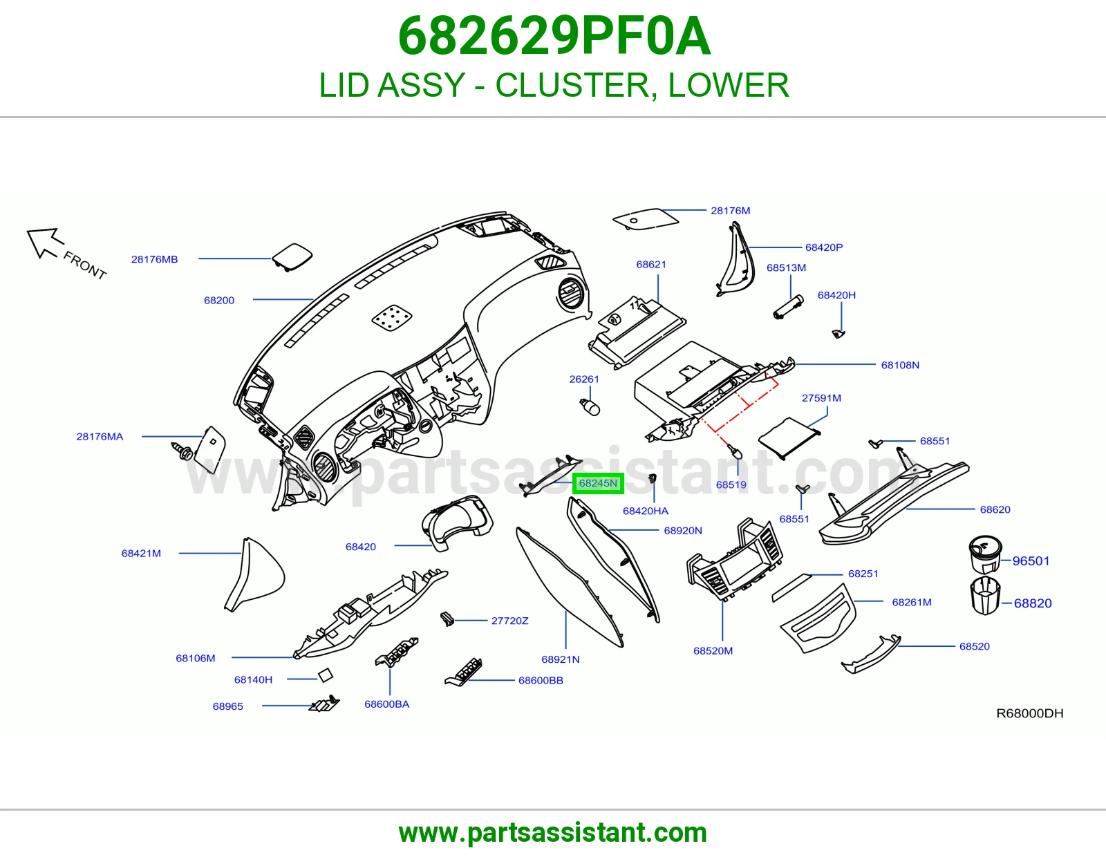 غطاء عداد تحت كامل 682629PF0A