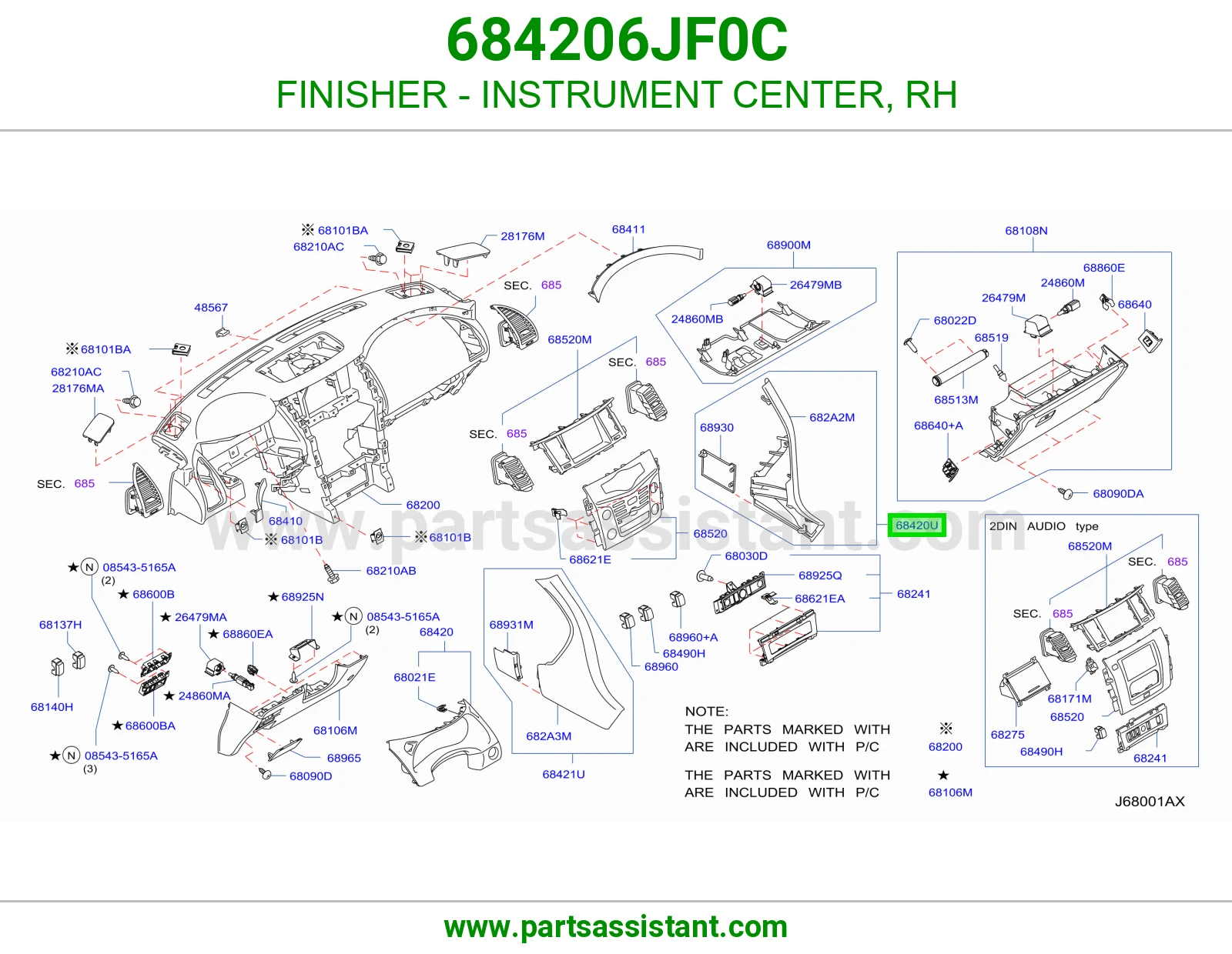 FINISHER - INSTRUMENT CENTER, RH 684206JF0C