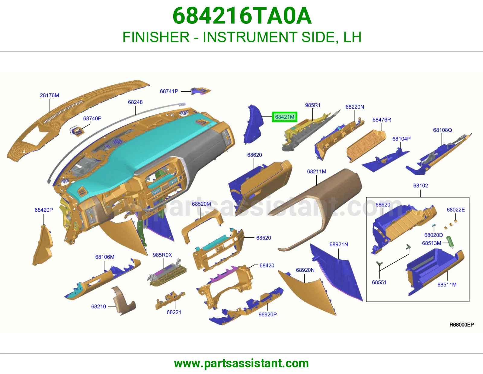 تلبيسة جنب طبلون يسار 684216TA0A