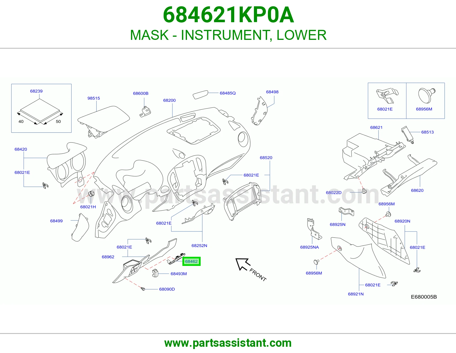 غطاء طبلون تحت 684621KP0A