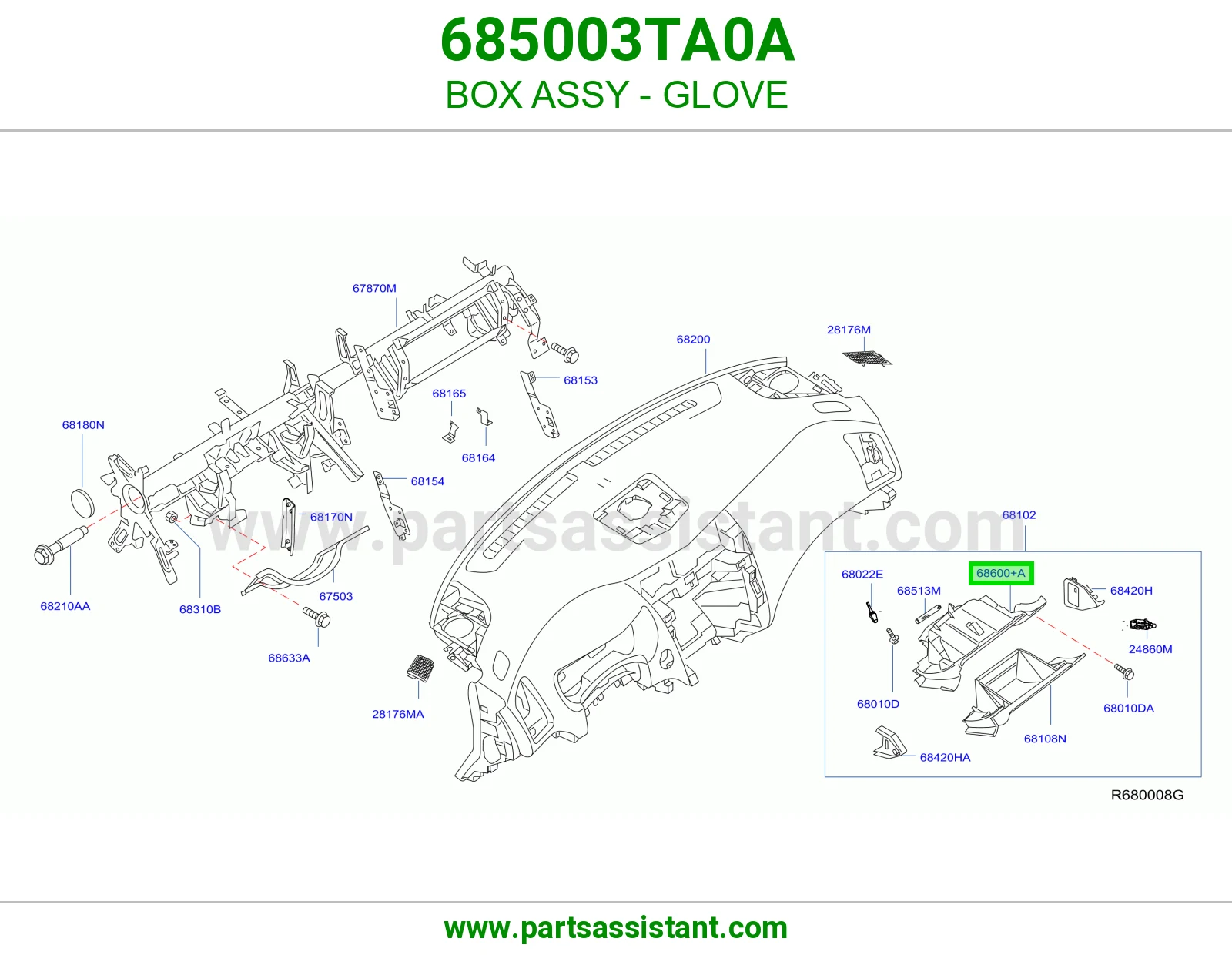 علبة درج طبلون كاملة 685003TA0A