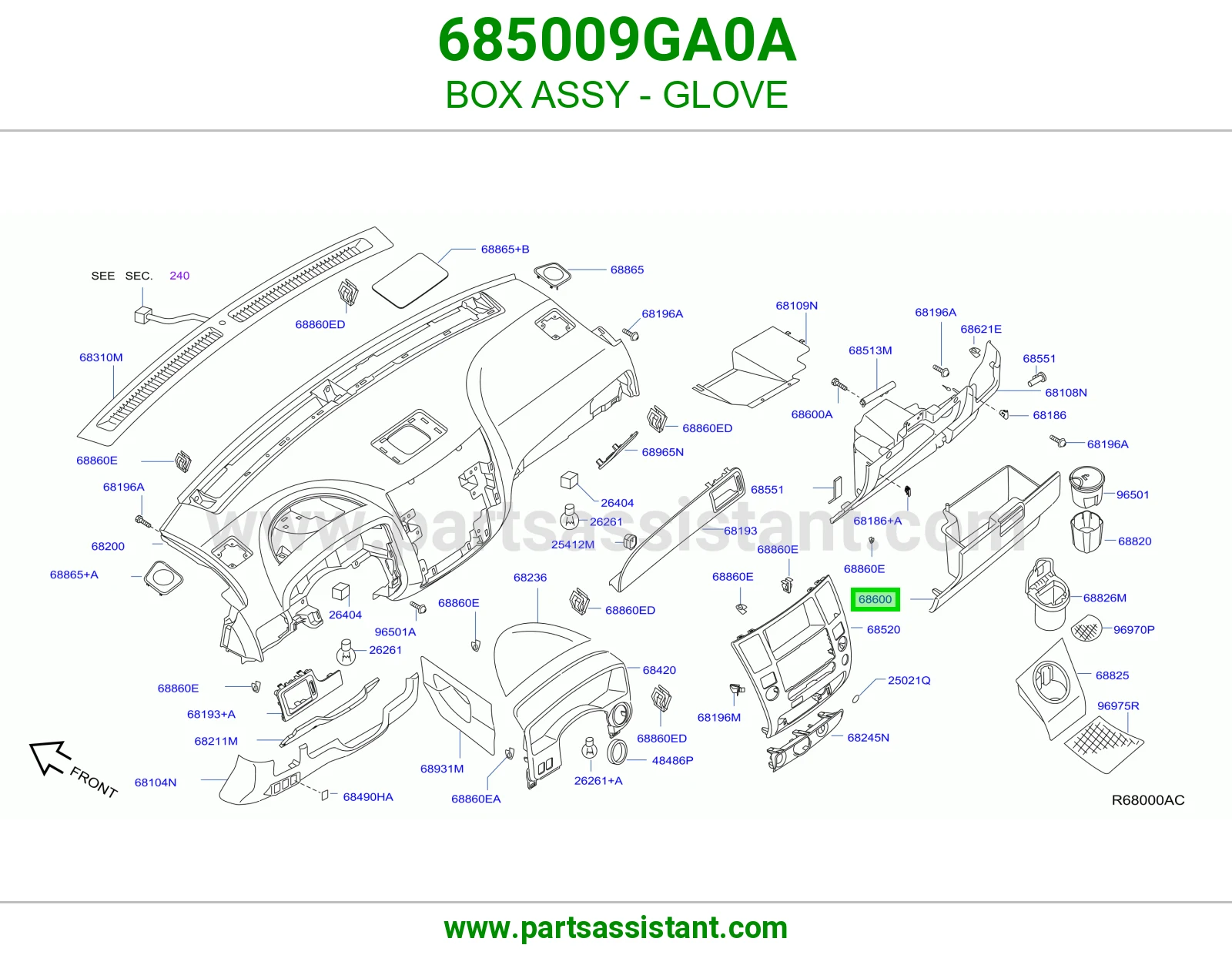 علبة درج طبلون كاملة 685009GA0A