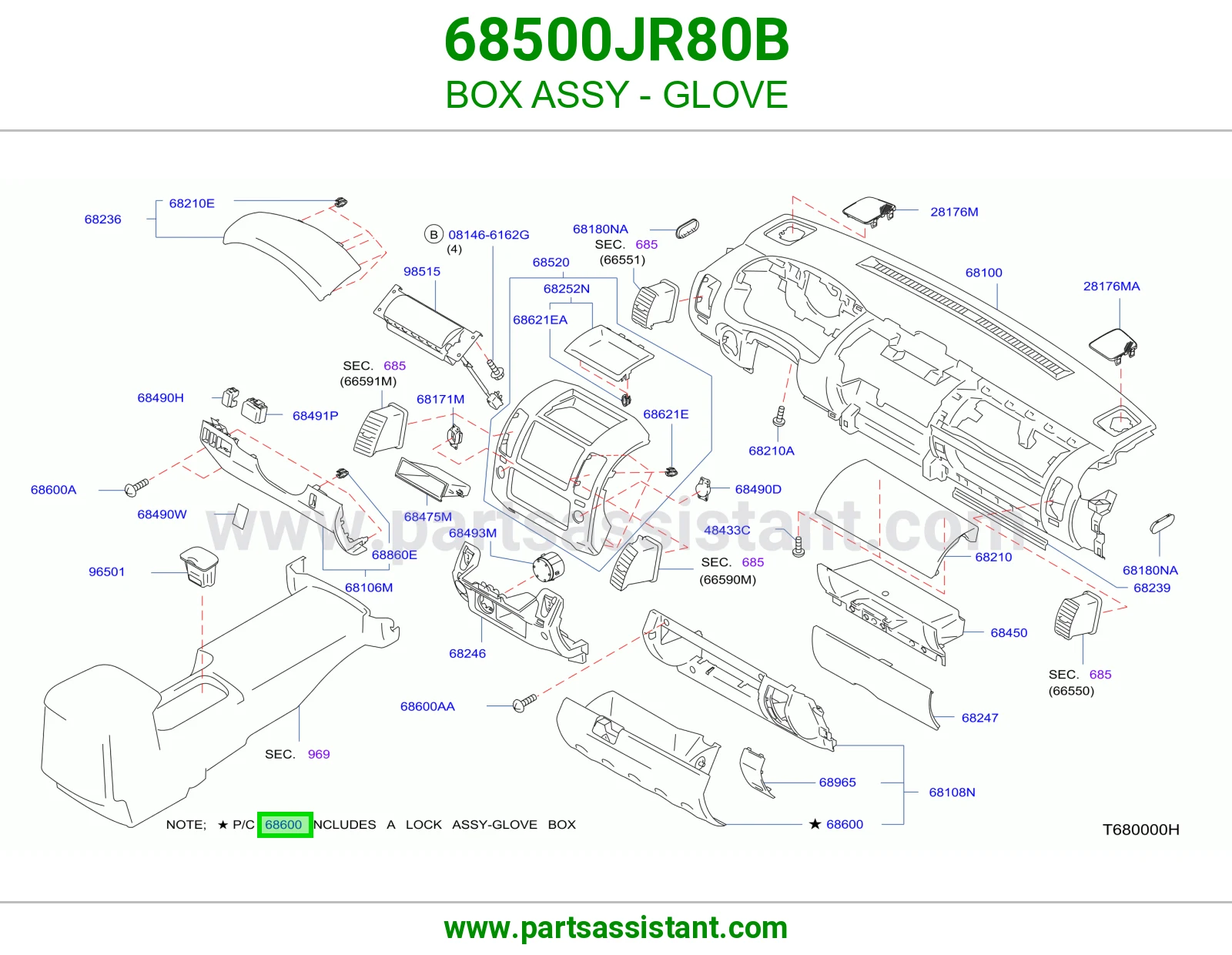 علبة درج طبلون كاملة 68500JR80B