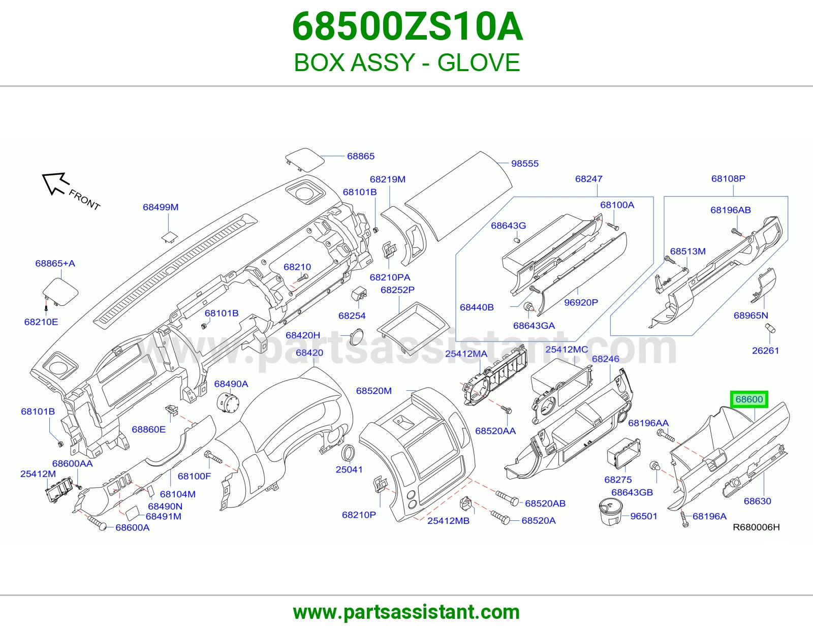 علبة درج طبلون كاملة 68500ZS10A