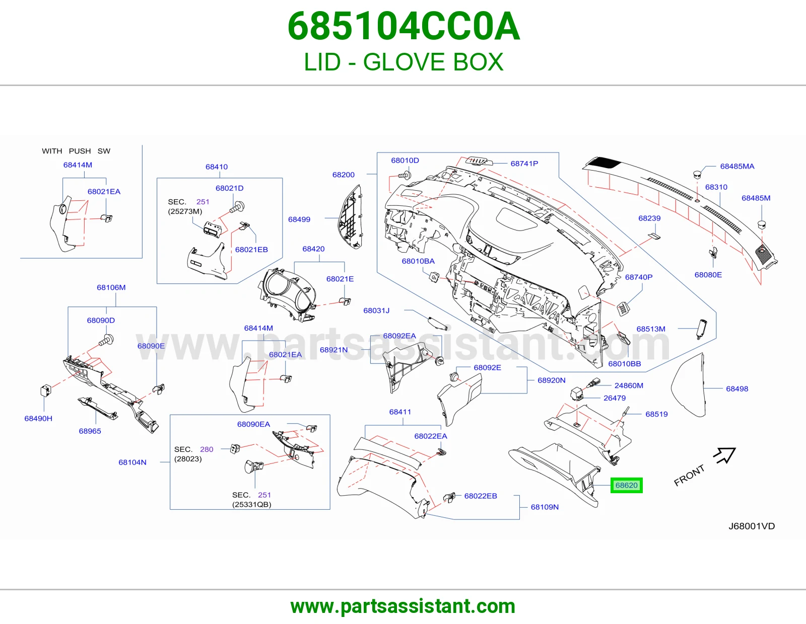غطاء درج طبلون 685104CC0A