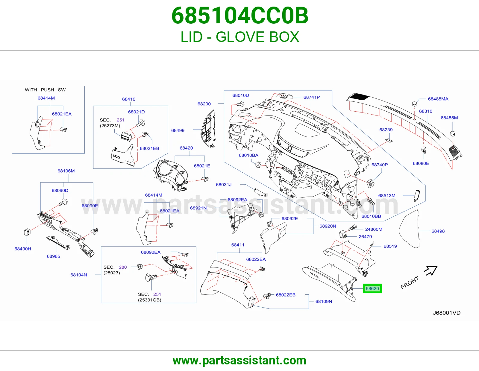 غطاء درج طبلون 685104CC0B
