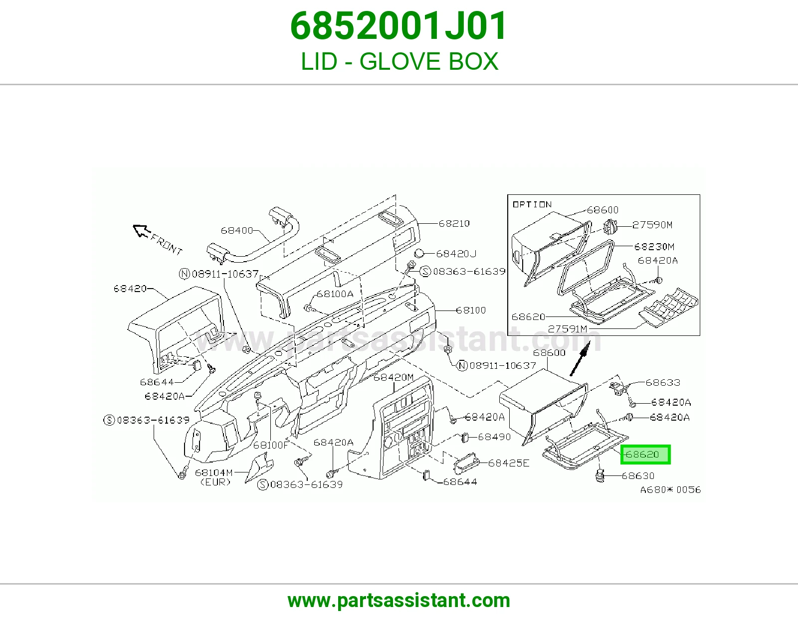 غطاء درج طبلون 6852001J01