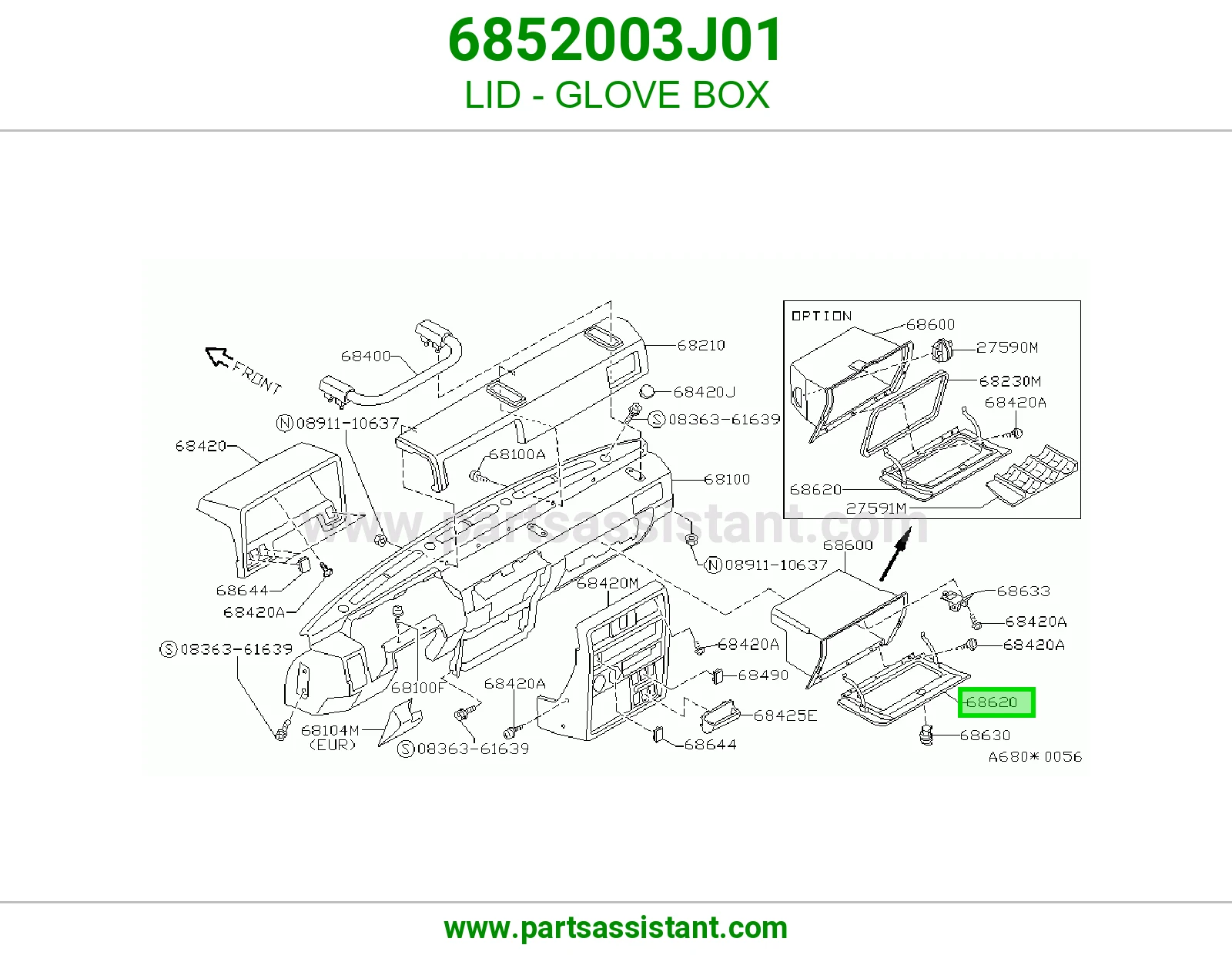 غطاء درج طبلون 6852003J01