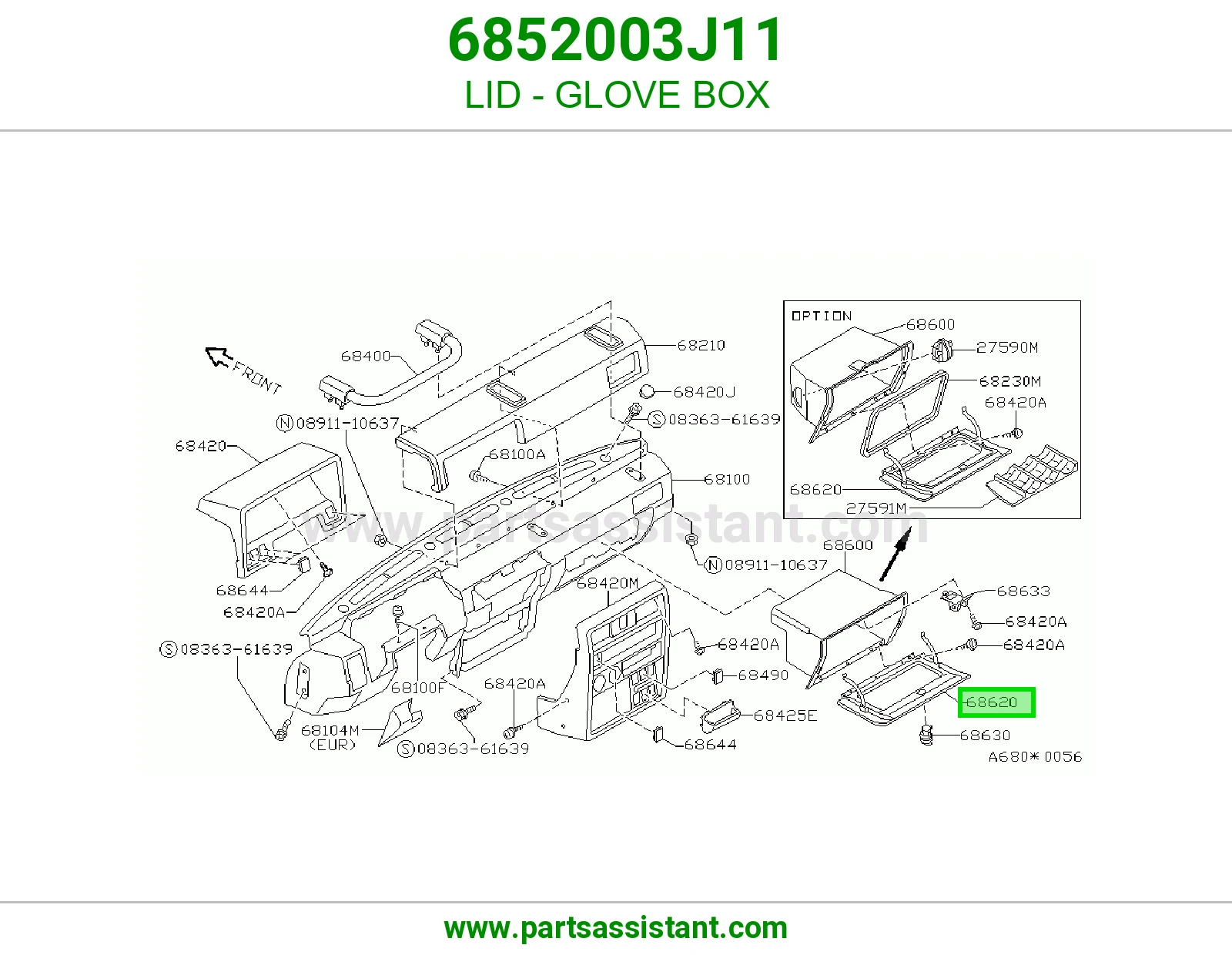 غطاء درج طبلون 6852003J11
