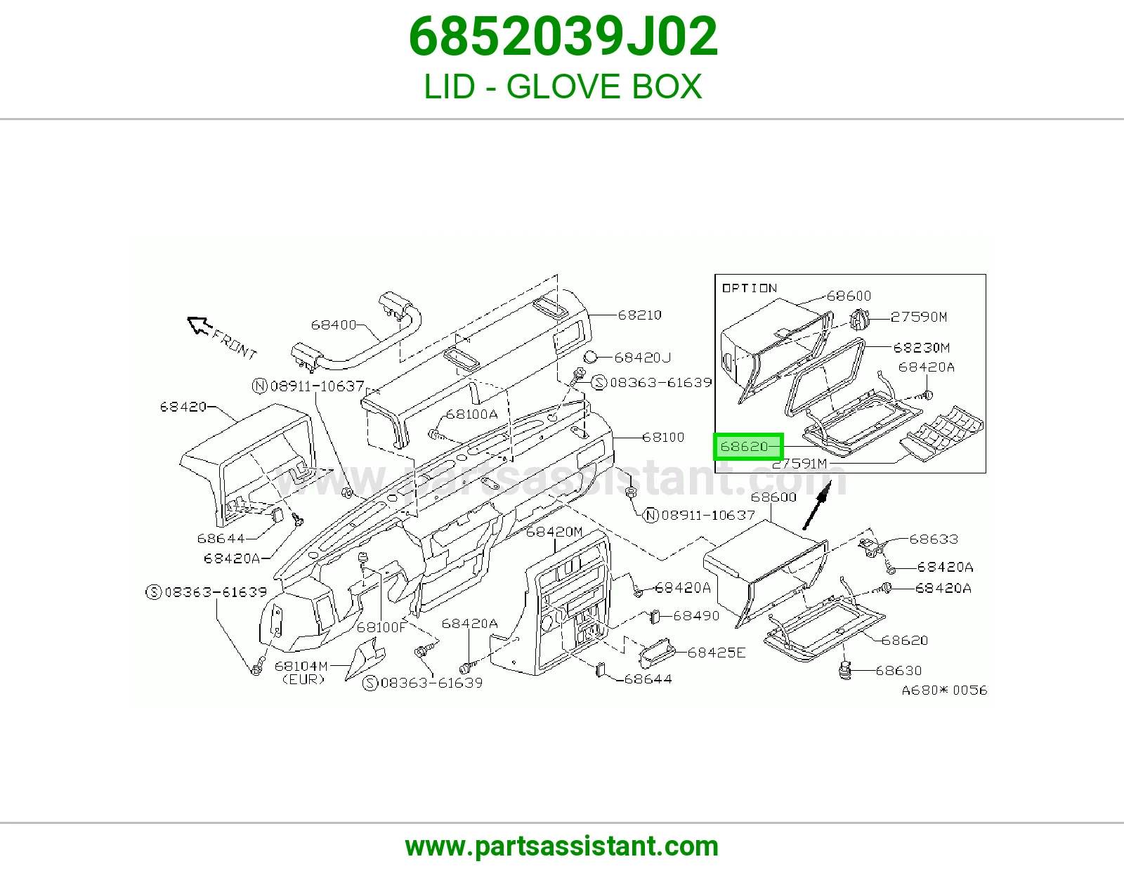 LID - GLOVE BOX 6852039J02