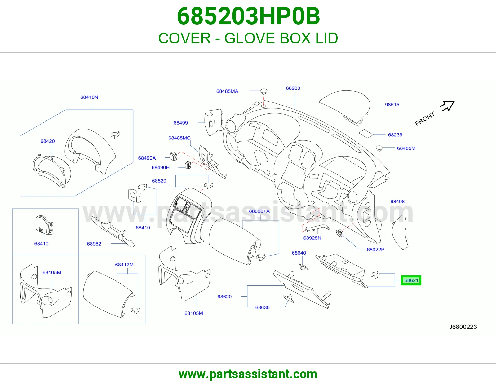 غطاء درج طبلون 685203HP0B