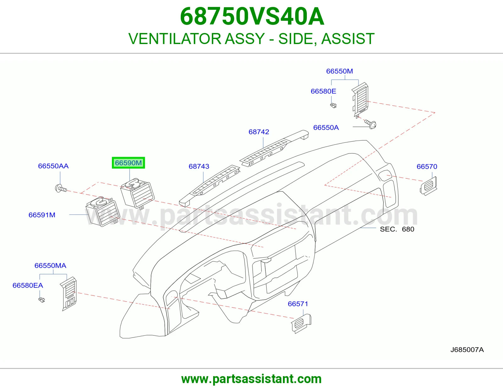 هوايه مكيف وسط 68750VS40A