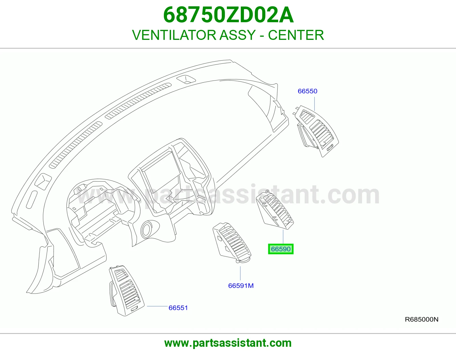 هوايه مكيف وسط 68750ZD02A
