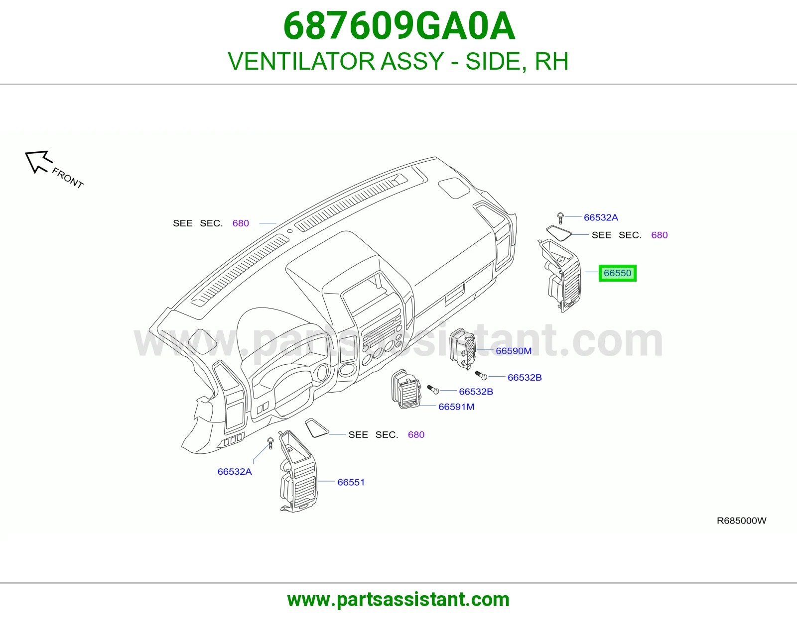 هوايه مكيف يمين 687609GA0A