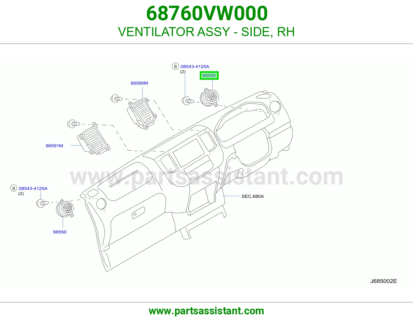 هوايه مكيف يمين 68760VW000