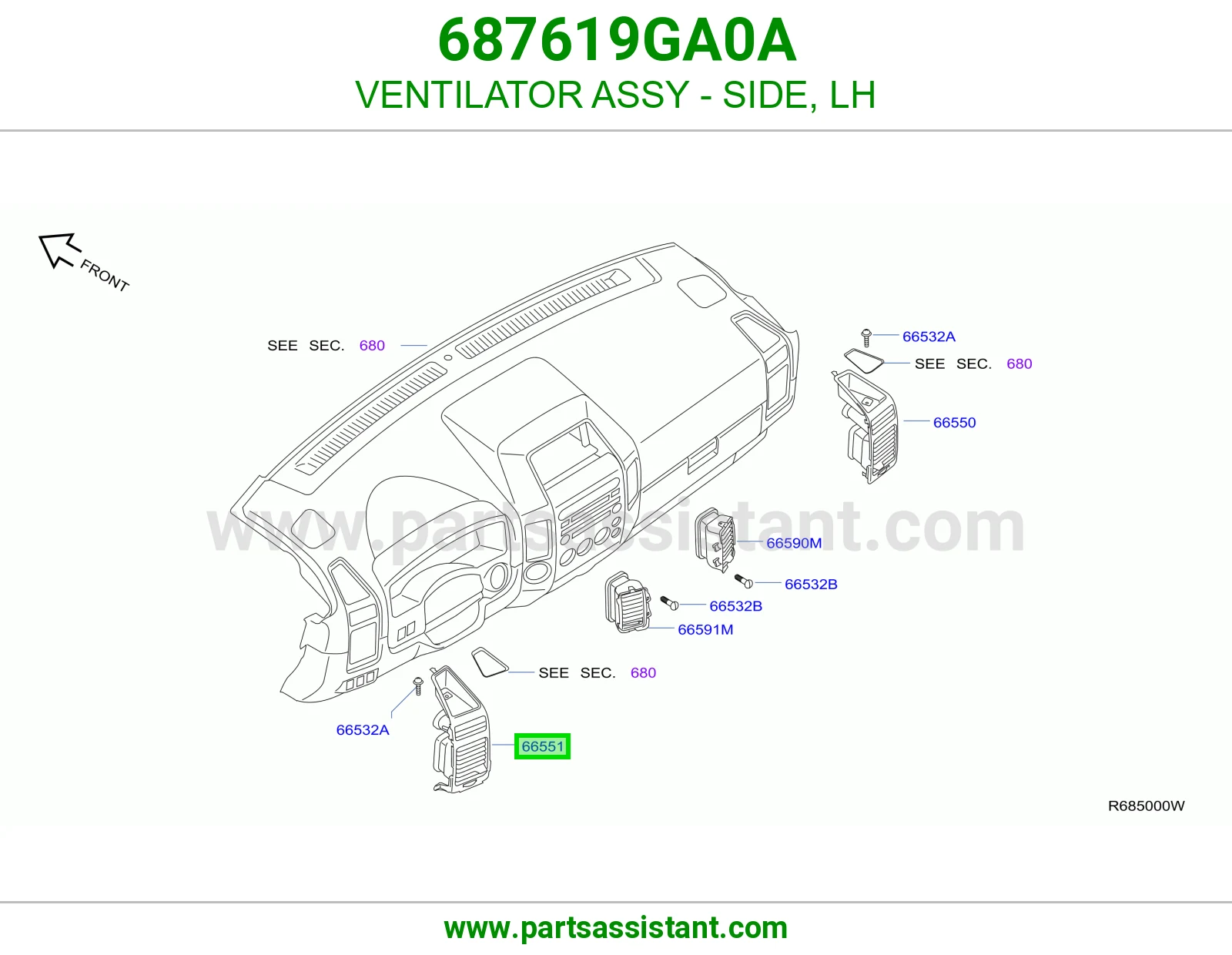 هوايه مكيف يسار 687619GA0A
