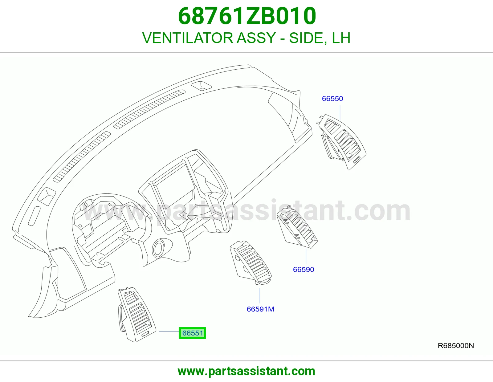 هوايه مكيف يسار 68761ZB010